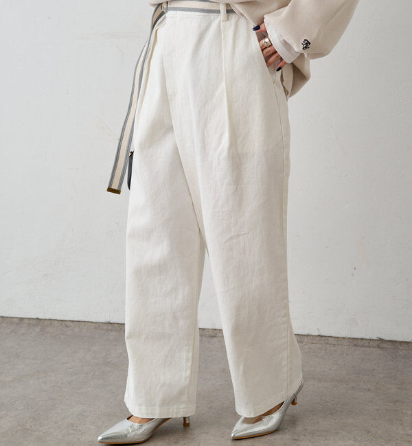  「ベルト付きリラックスデニムパンツ」|デニム|