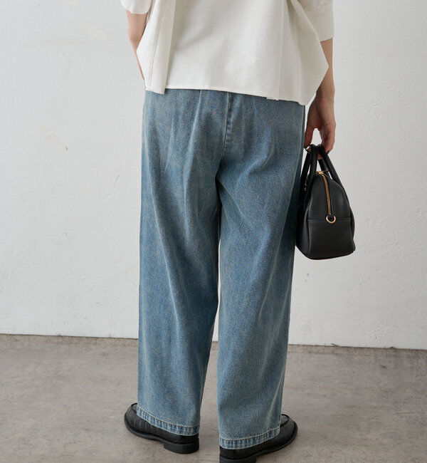  「ベルト付きリラックスデニムパンツ」|デニム|