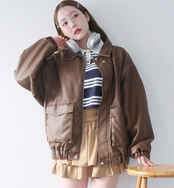  「フェイクレザージャケット」|ダウンベスト・ベスト|