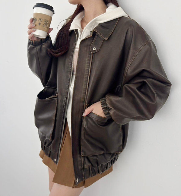  「フェイクレザージャケット」|ダウンベスト・ベスト|