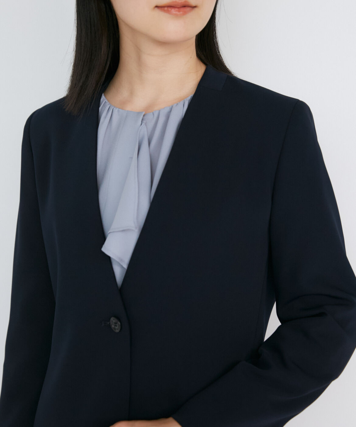 INED「カラーレスジャケット」|ノーカラージャケット|