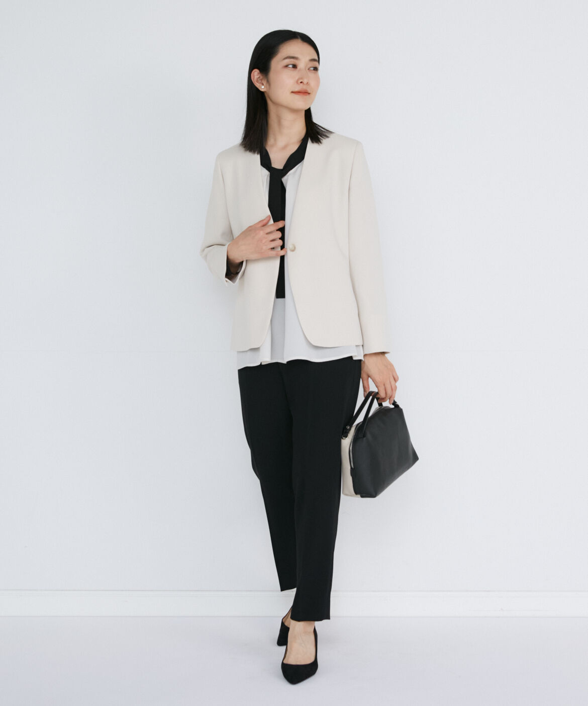 INED「カラーレスジャケット」|ノーカラージャケット|