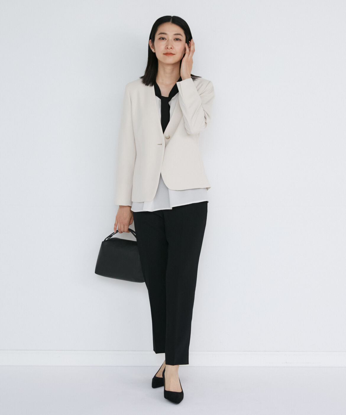 INED「カラーレスジャケット」|ノーカラージャケット|