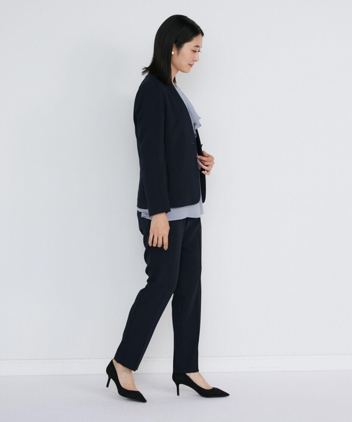 INED「カラーレスジャケット」|ノーカラージャケット|