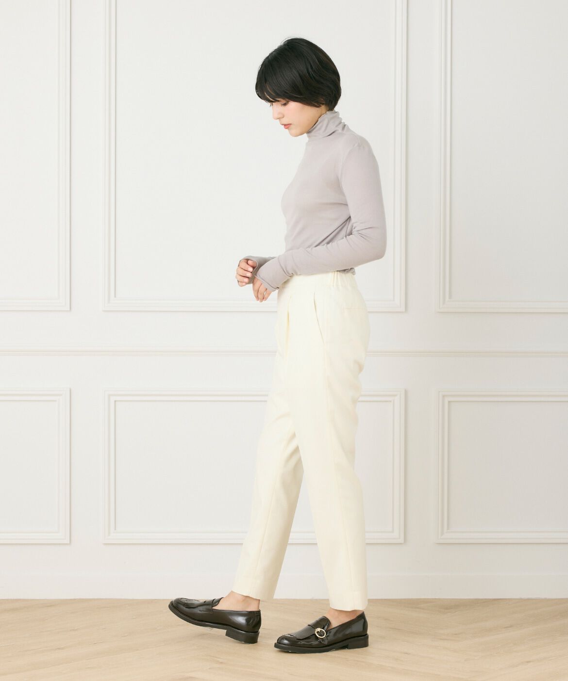 INED「《大きいサイズ》ハイネックロングスリーブトップス」|Tシャツ・カットソー|