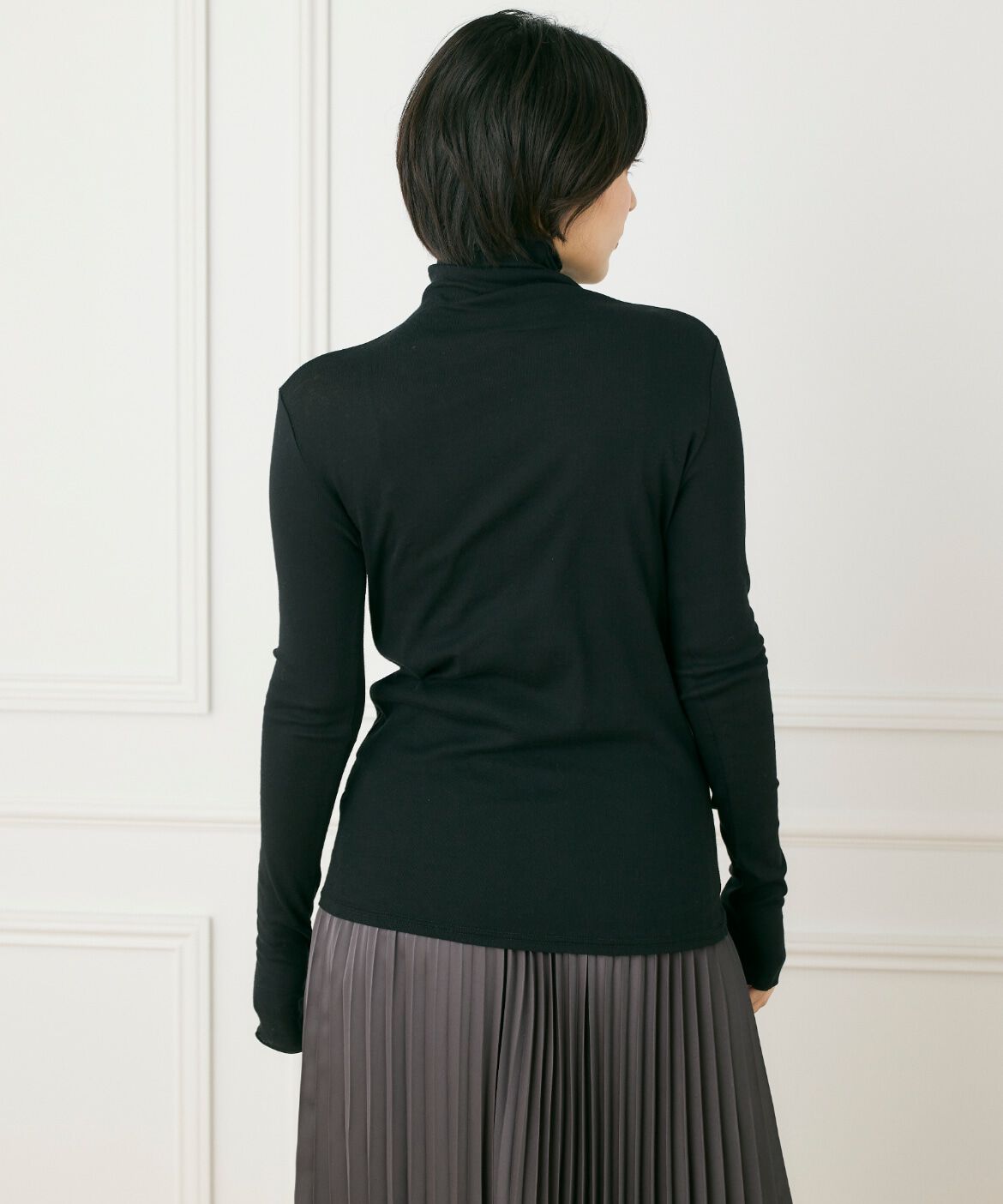 INED「《大きいサイズ》ハイネックロングスリーブトップス」|Tシャツ・カットソー|