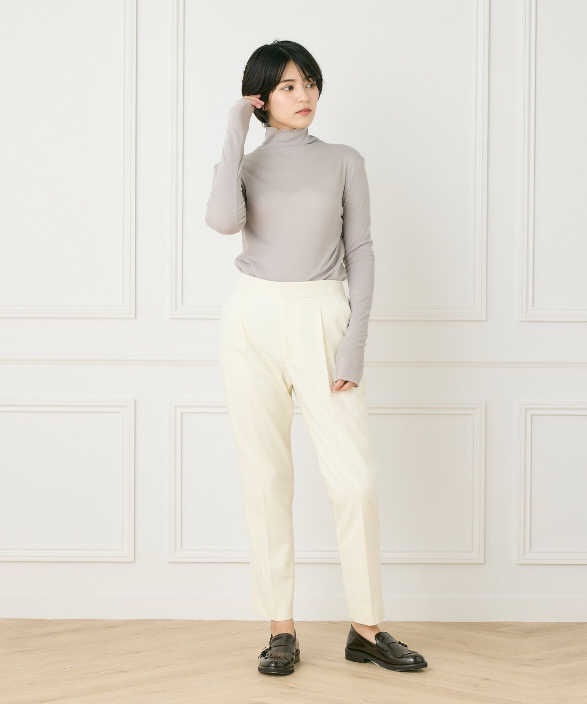 INED「《大きいサイズ》ハイネックロングスリーブトップス」|Tシャツ・カットソー|