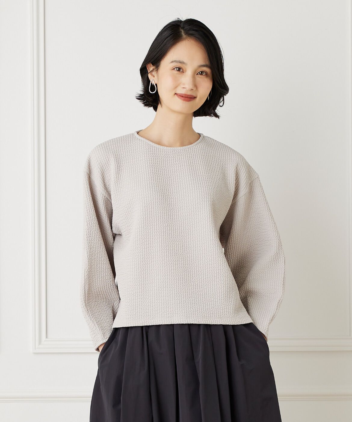 7-IDconcept.「バルーンスリーブワッフルカットソー」|Tシャツ・カットソー|グレーベージ 3