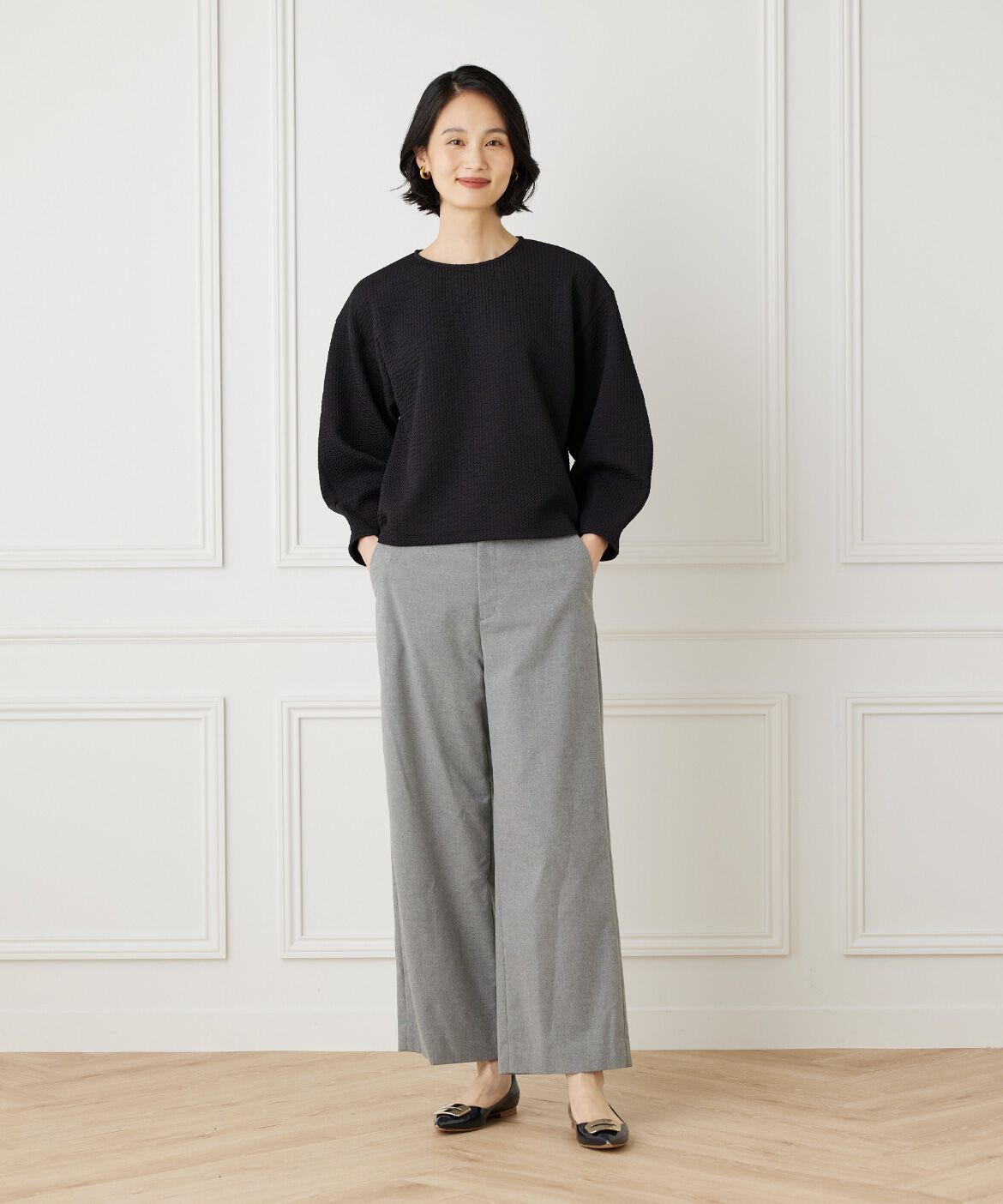 7-IDconcept.「バルーンスリーブワッフルカットソー」|Tシャツ・カットソー|