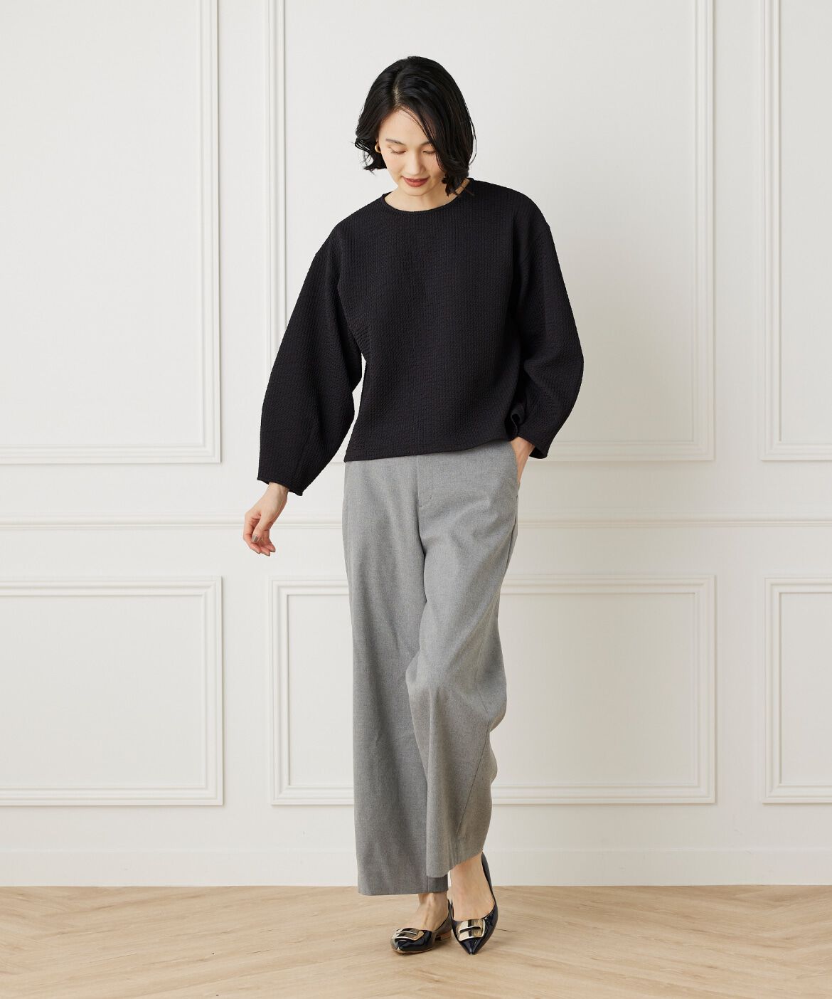 7-IDconcept.「バルーンスリーブワッフルカットソー」|Tシャツ・カットソー|