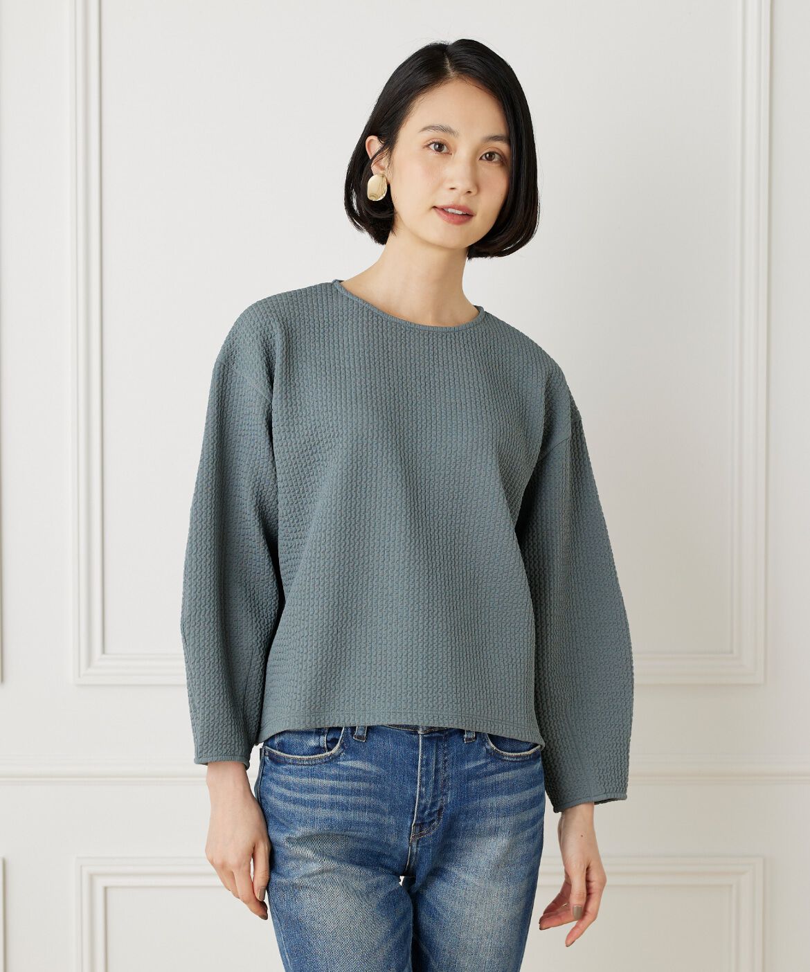 7-IDconcept.「バルーンスリーブワッフルカットソー」|Tシャツ・カットソー|