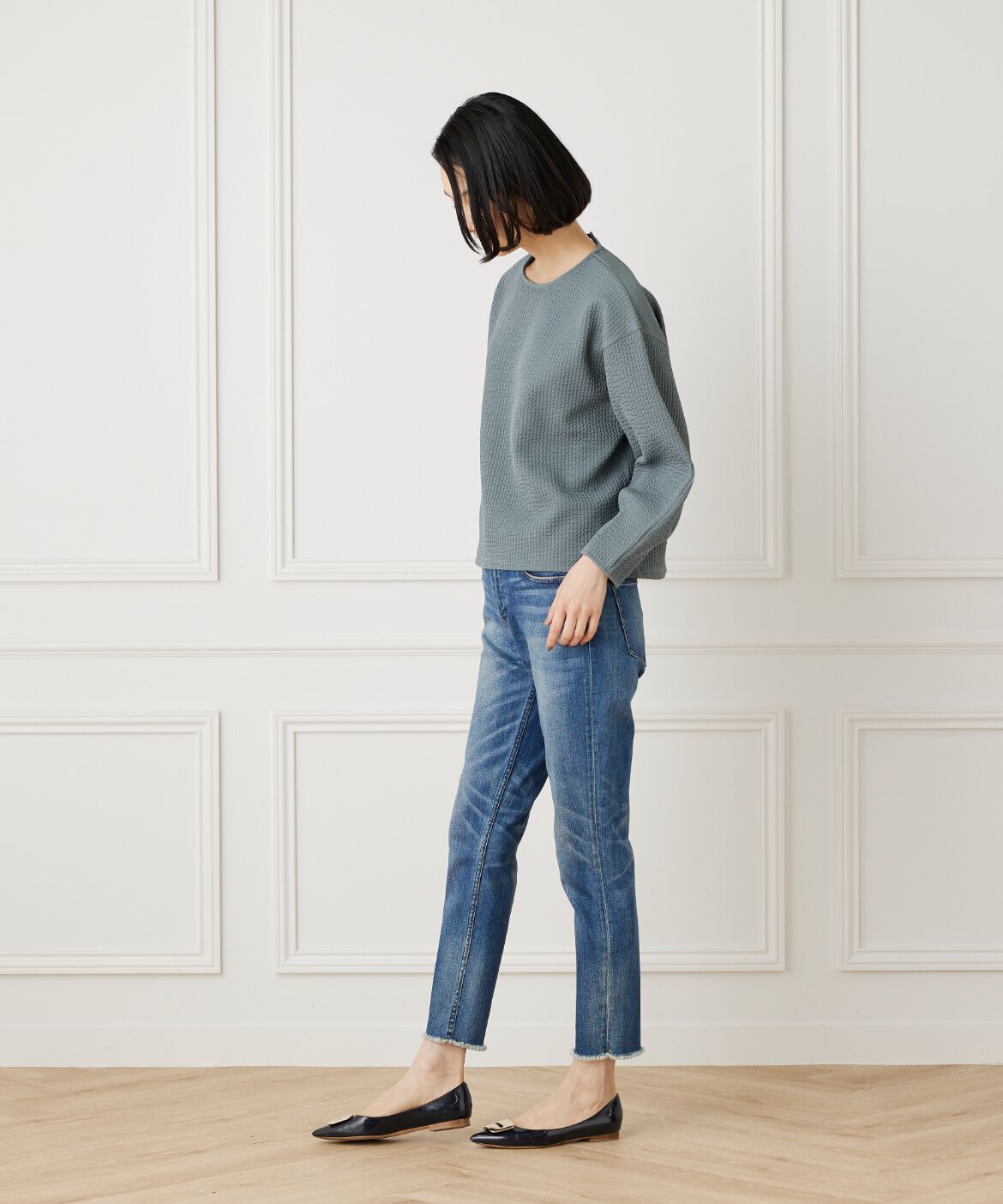 7-IDconcept.「バルーンスリーブワッフルカットソー」|Tシャツ・カットソー|