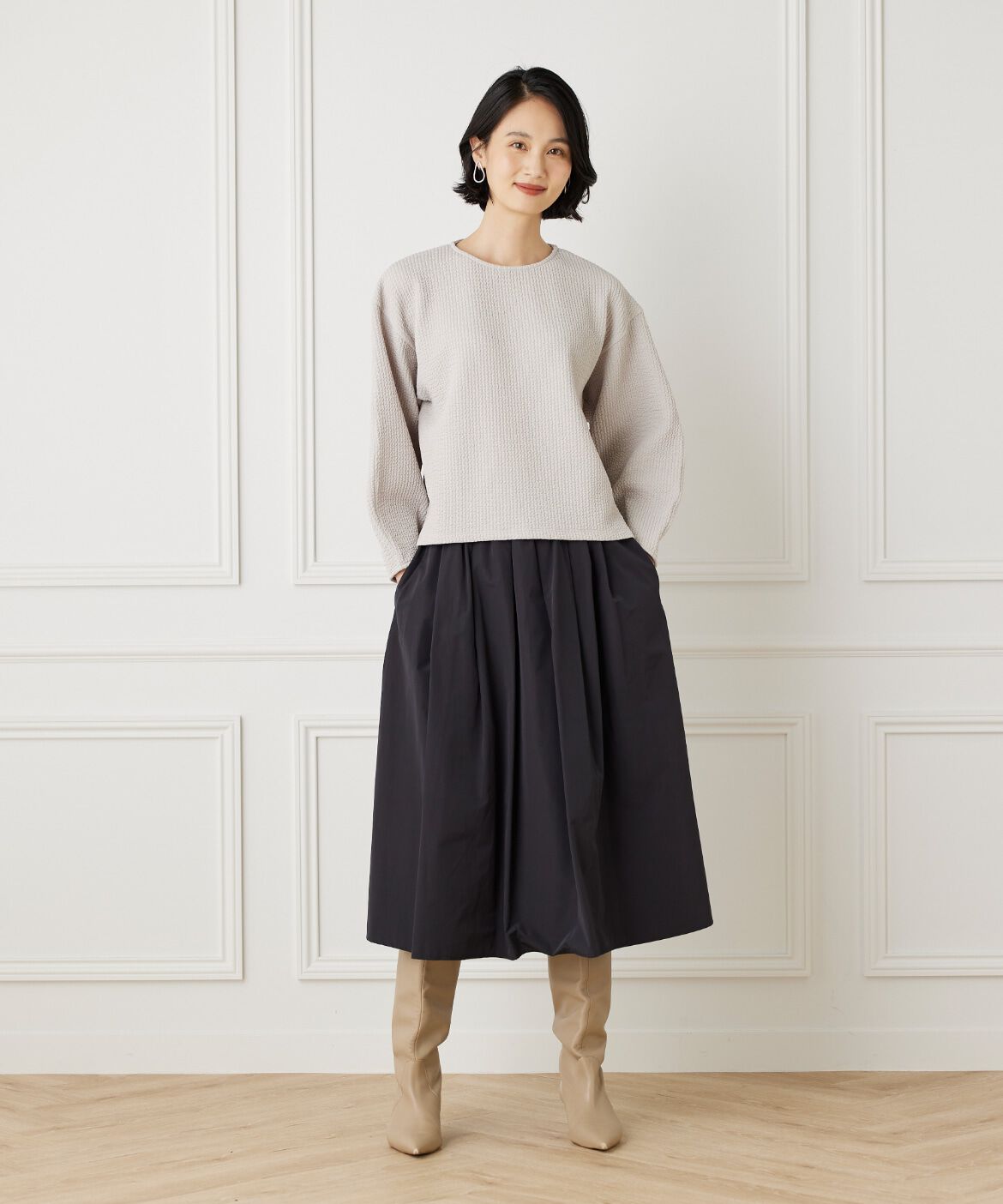 7-IDconcept.「バルーンスリーブワッフルカットソー」|Tシャツ・カットソー|