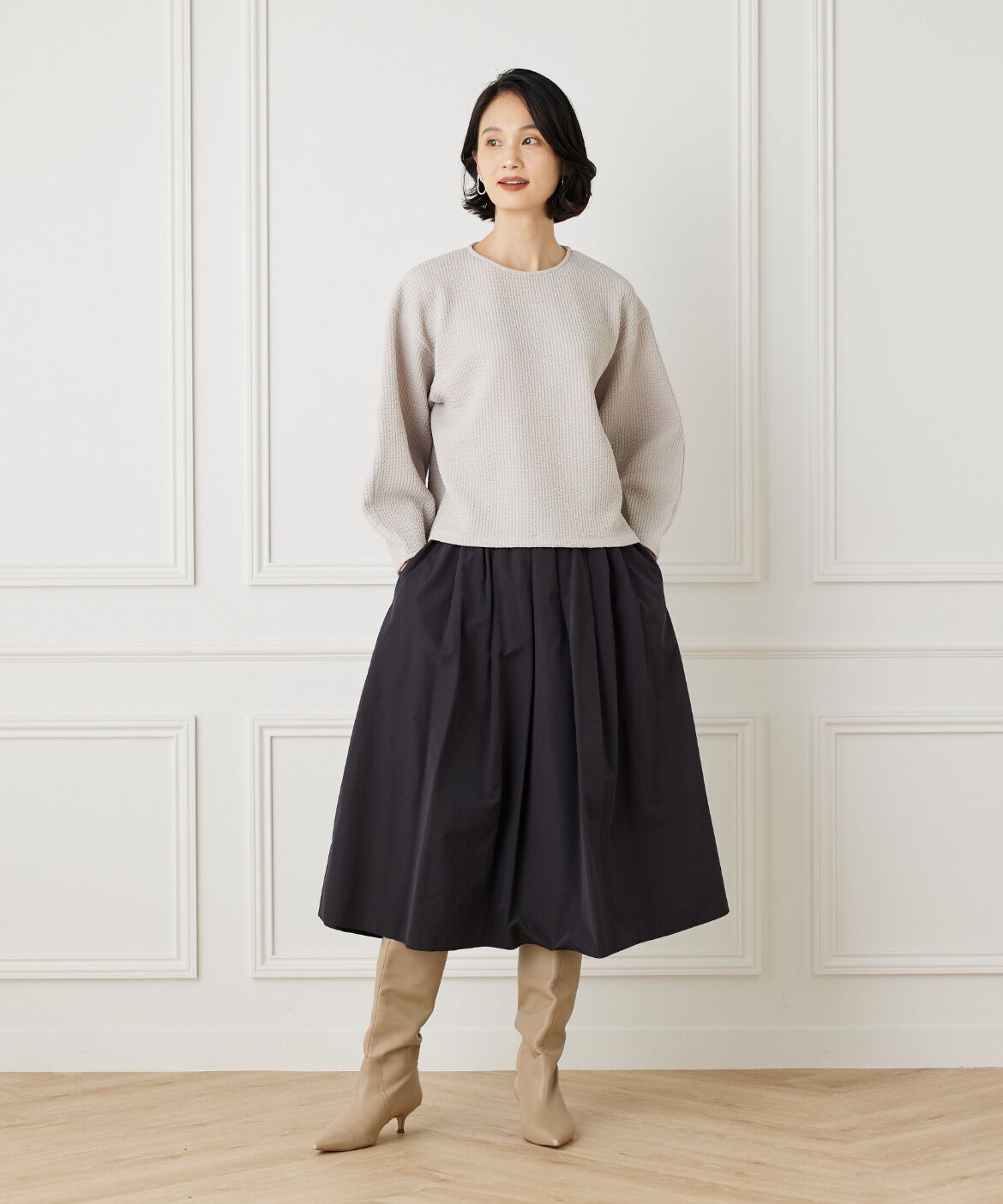 7-IDconcept.「バルーンスリーブワッフルカットソー」|Tシャツ・カットソー|