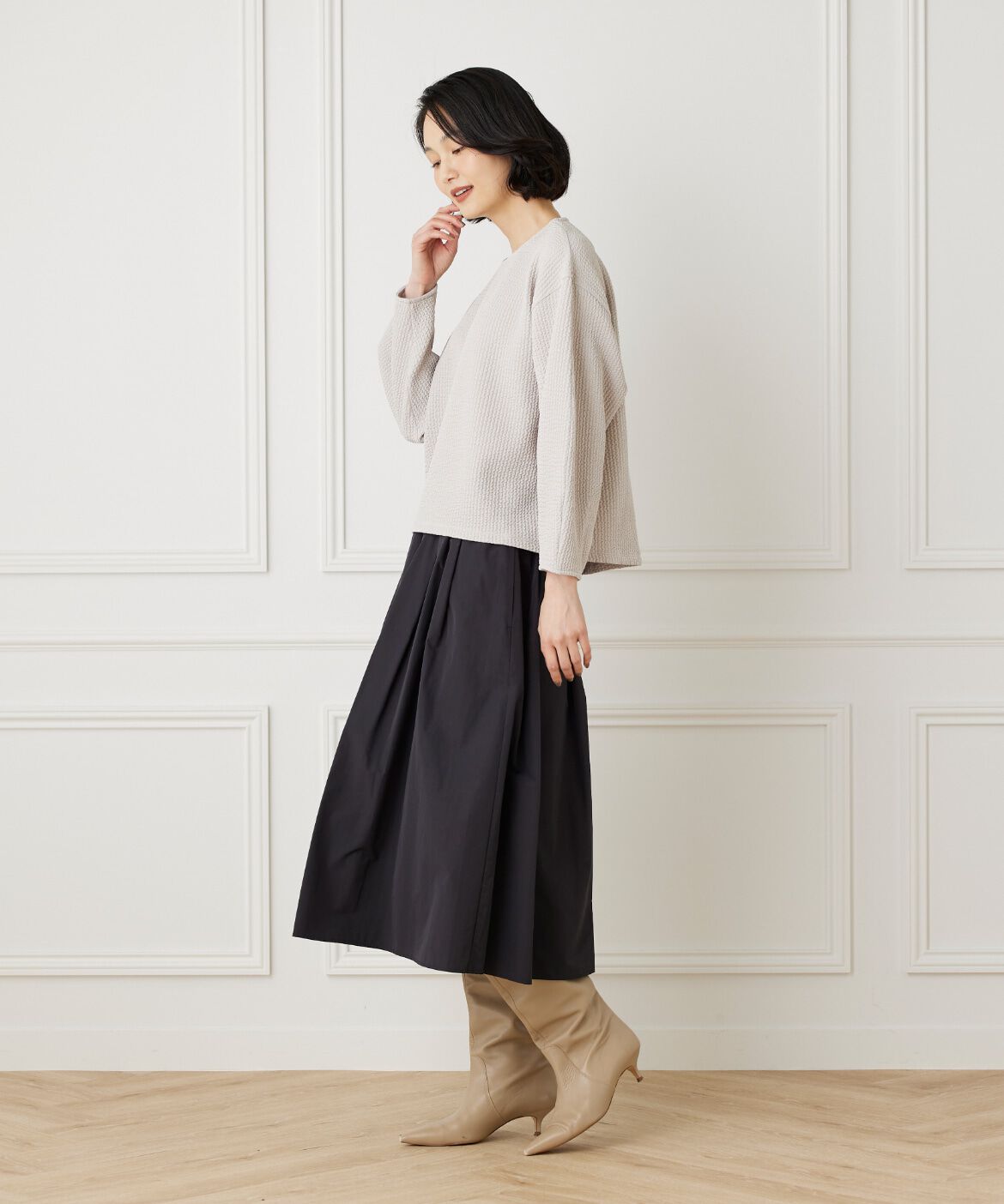 7-IDconcept.「バルーンスリーブワッフルカットソー」|Tシャツ・カットソー|