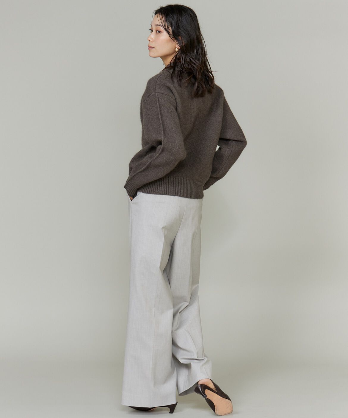 INED「フォックスブレンド襟付きジップカーディガン《YVON》」|カーディガン|