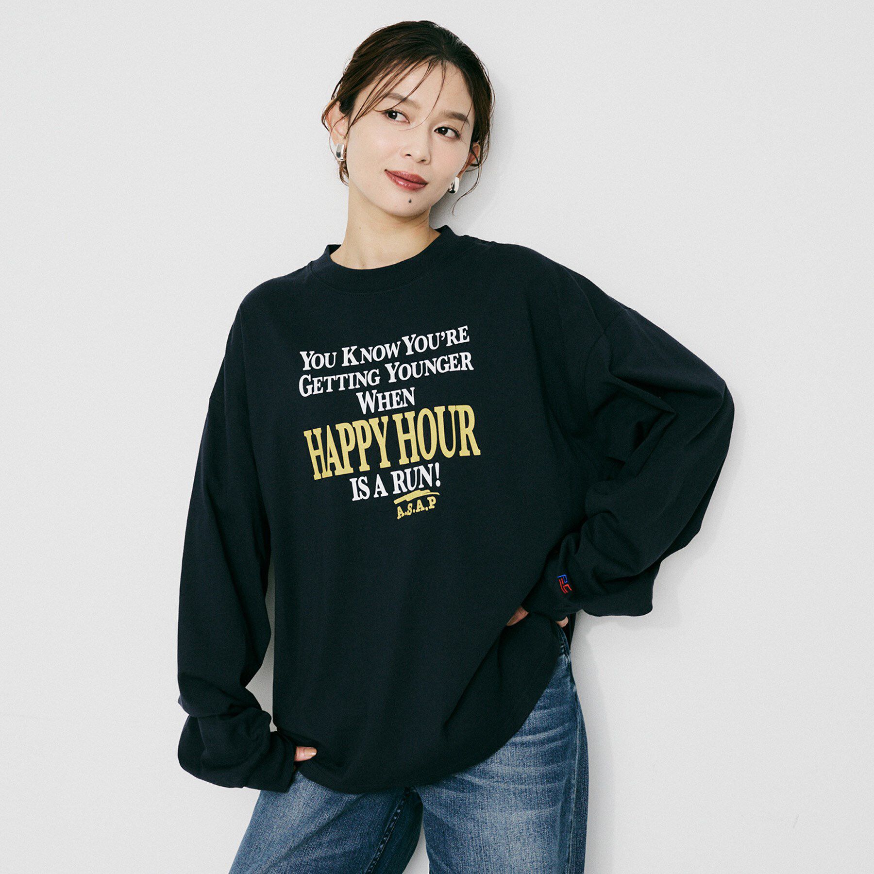 UNTITLED「【PARROTT CANVAS】ハッピーアワーL／Sティーシャツ」|Tシャツ・カットソー|ネイビー(094)