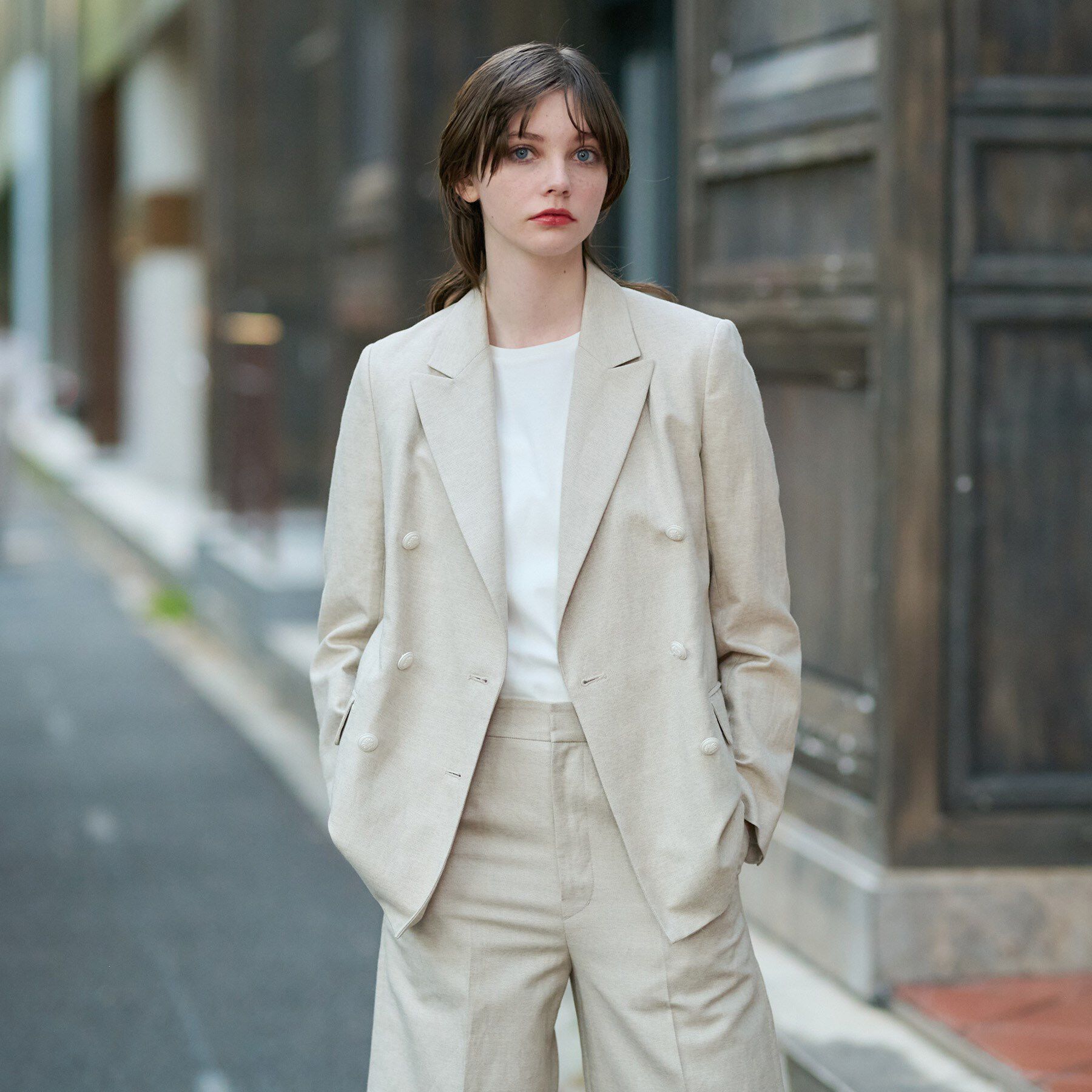 DRESSTERIOR「【セットアップ】リネン混ダブルブレストジャケット」|テーラードジャケット|