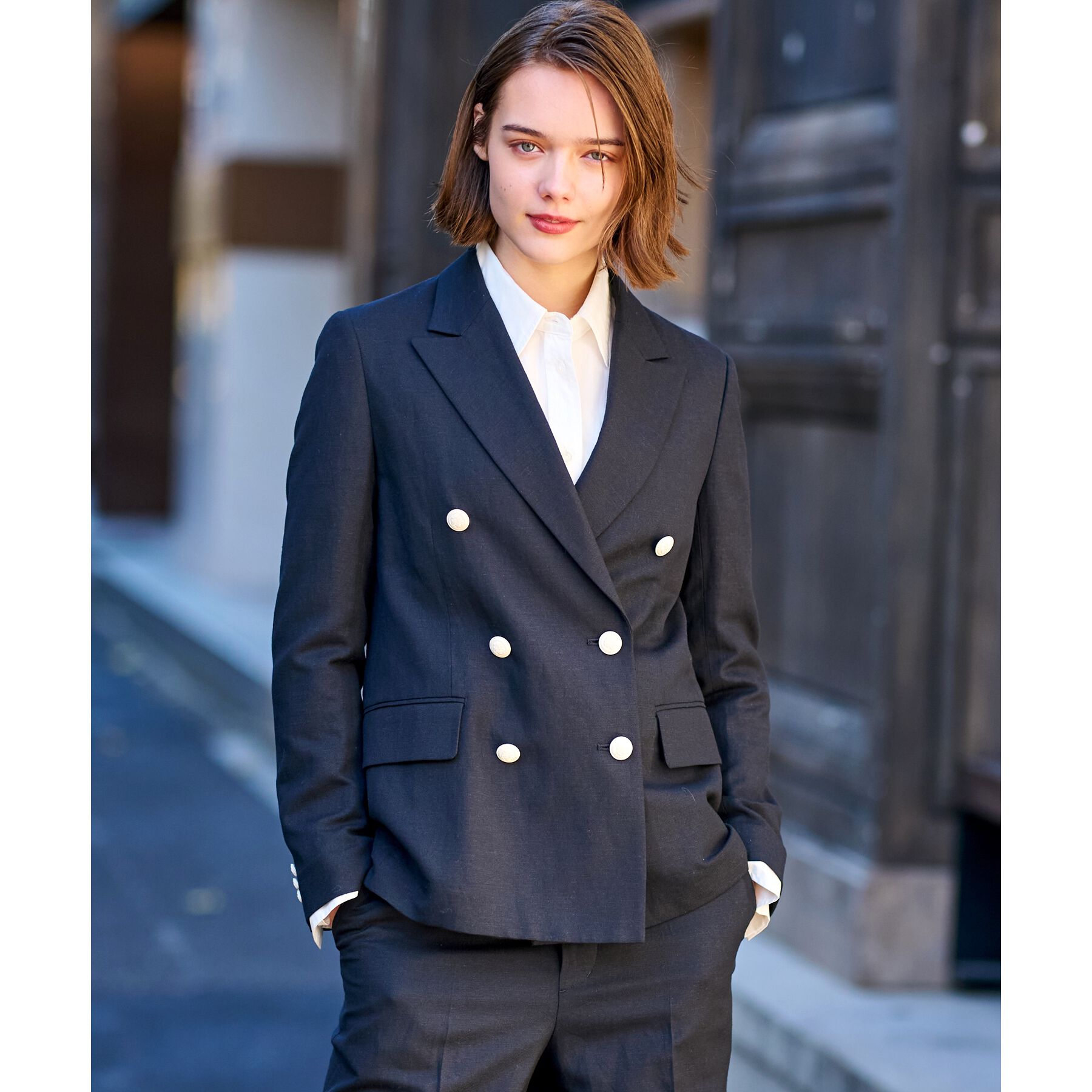 DRESSTERIOR「【セットアップ】リネン混ダブルブレストジャケット」|テーラードジャケット|