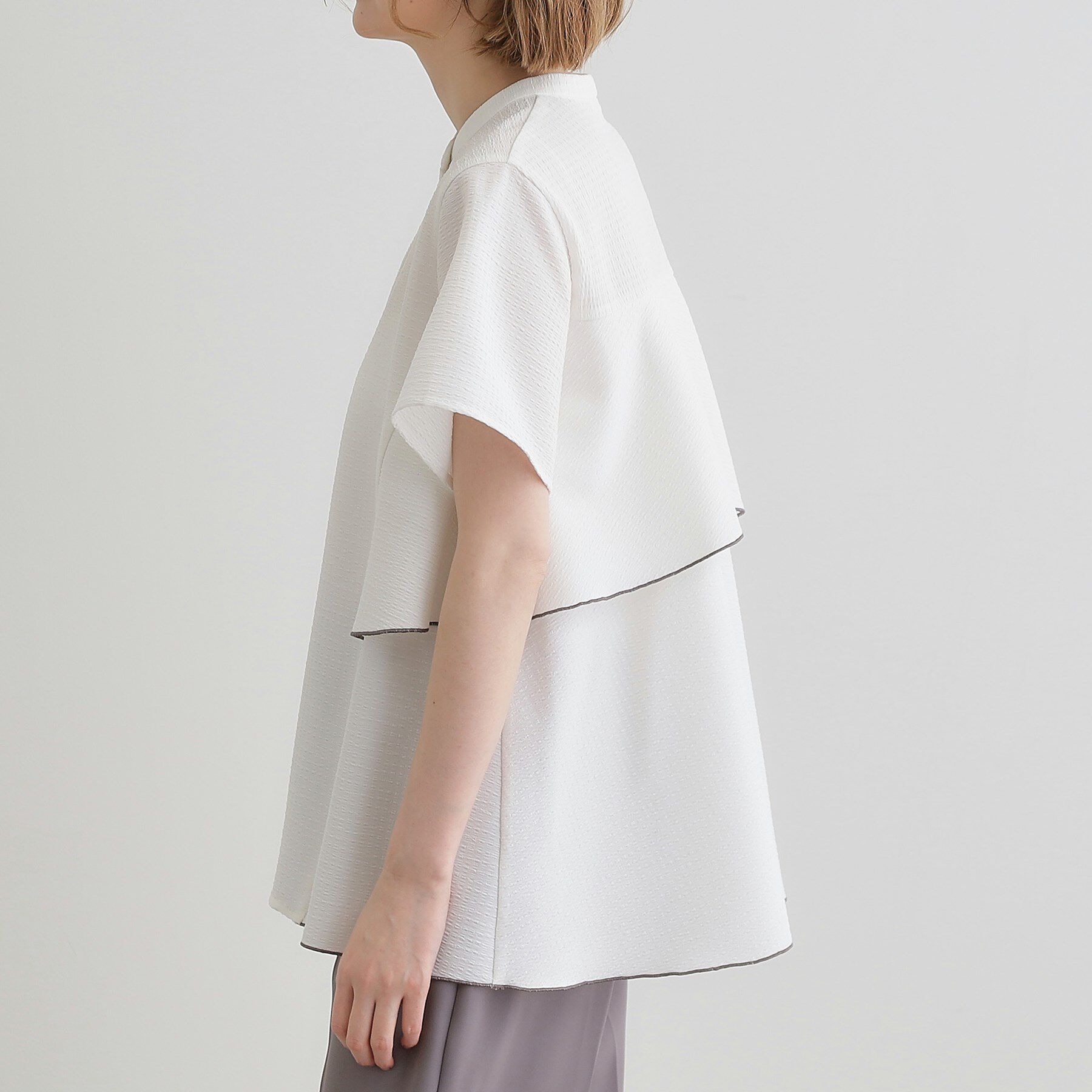 grove「【360&deg;抜かりない】ストライプアソートバックフレアブラウス」|シャツ・ブラウス|