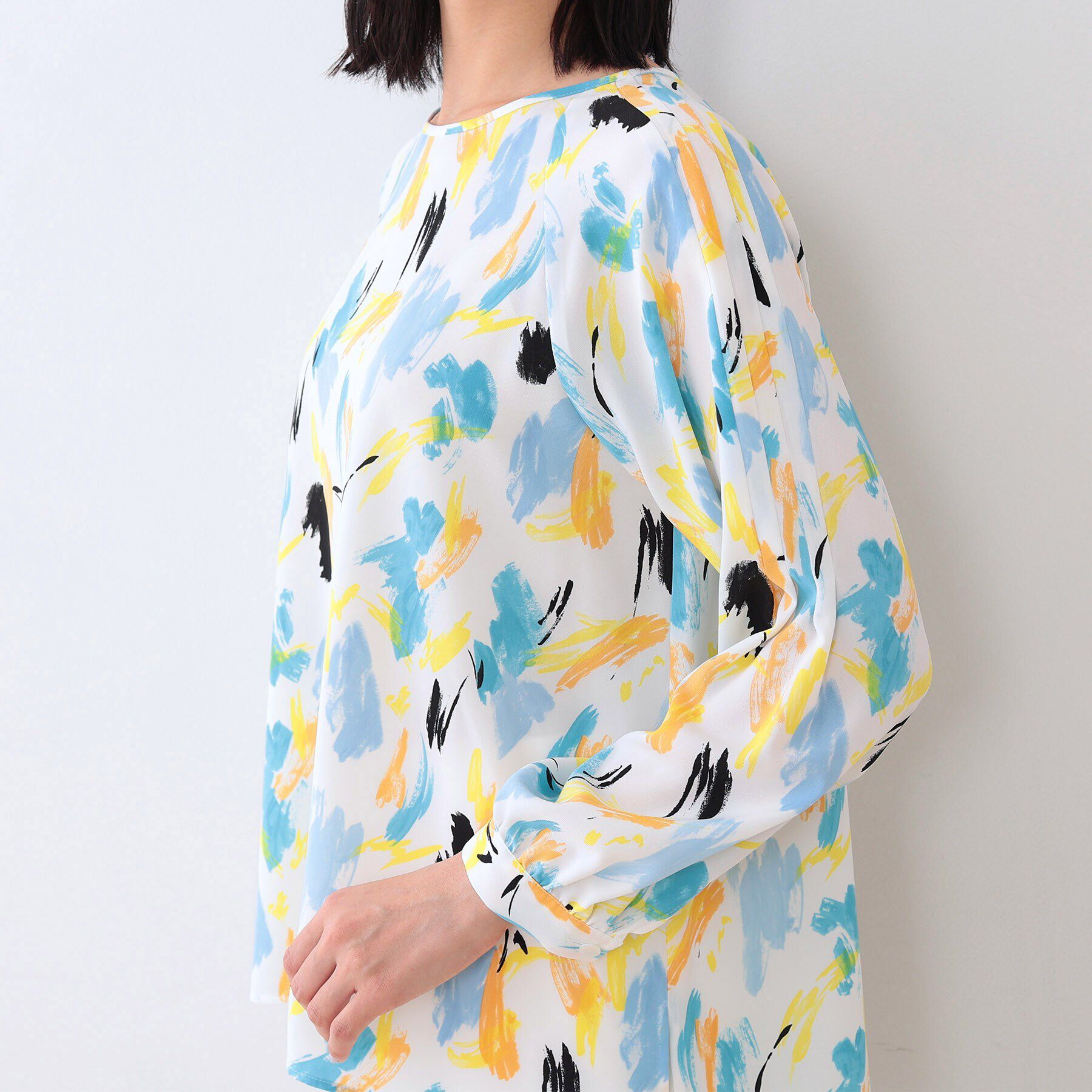 INDIVI「【洗える／オリジナル柄】ポップカラー プリントブラウス」|シャツ・ブラウス|