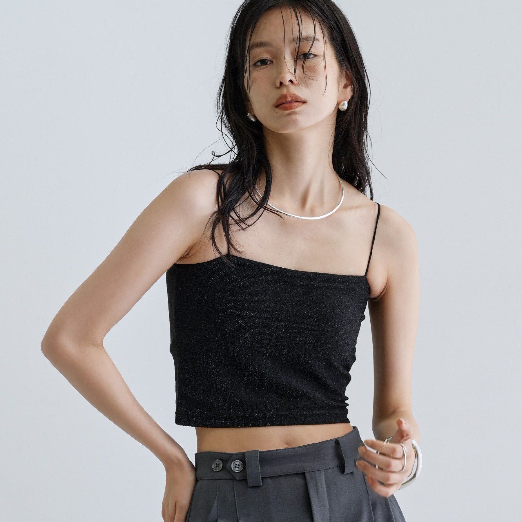 GALLEST「【一部店舗限定】カップ付きラメキャミソール」|キャミソール|