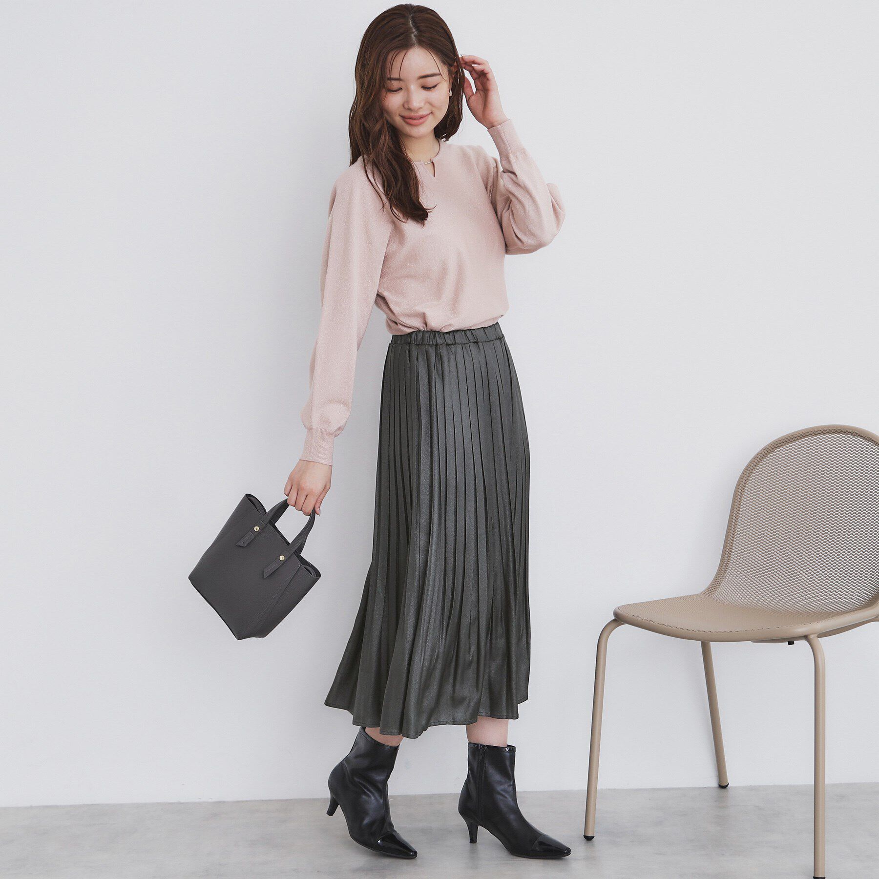 index「シャイニーサテンプリーツスカート【洗濯機洗い可/防シワ】」|スカート|