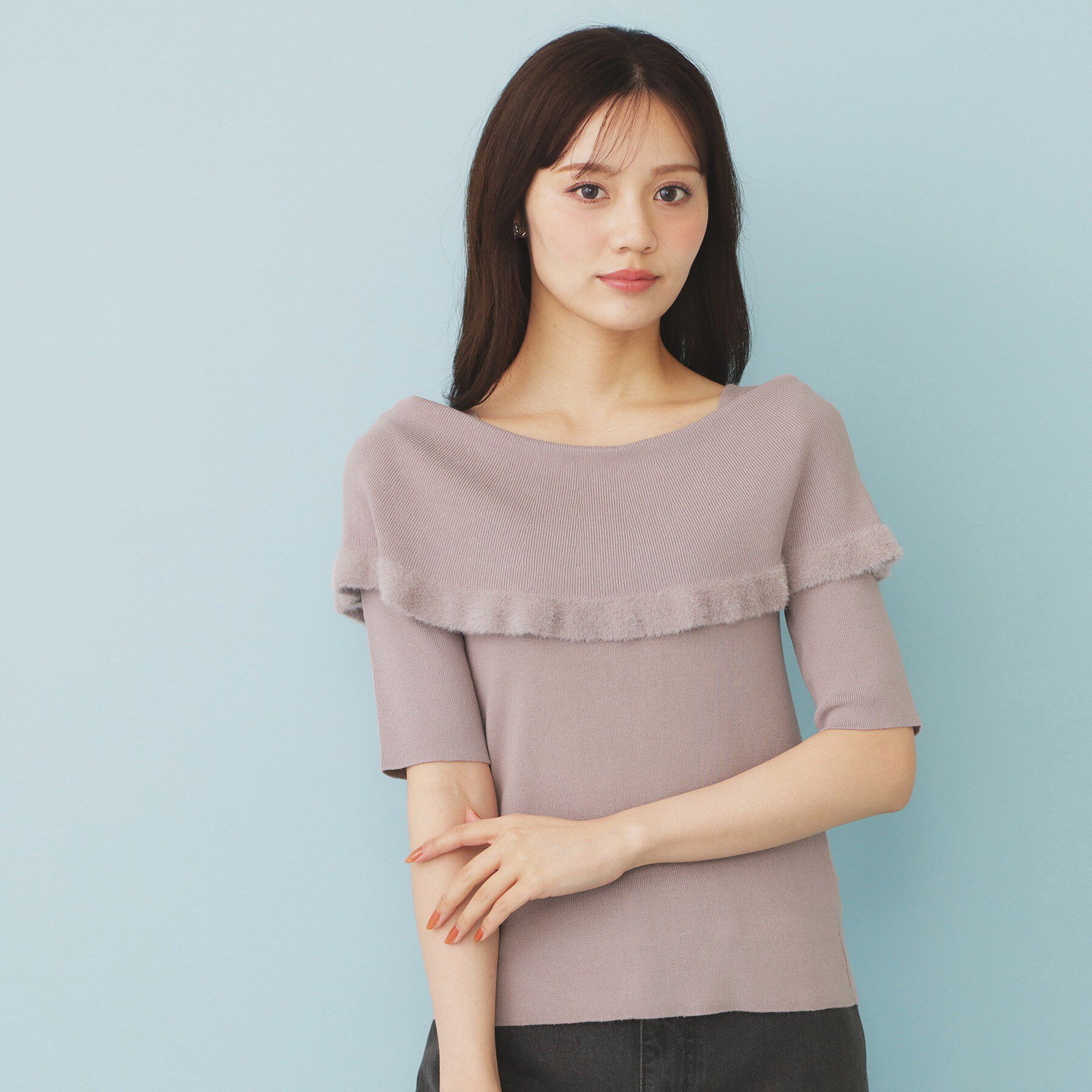 index「ファーフリルケープニット【洗濯機洗い可】」|ニット・セーター|