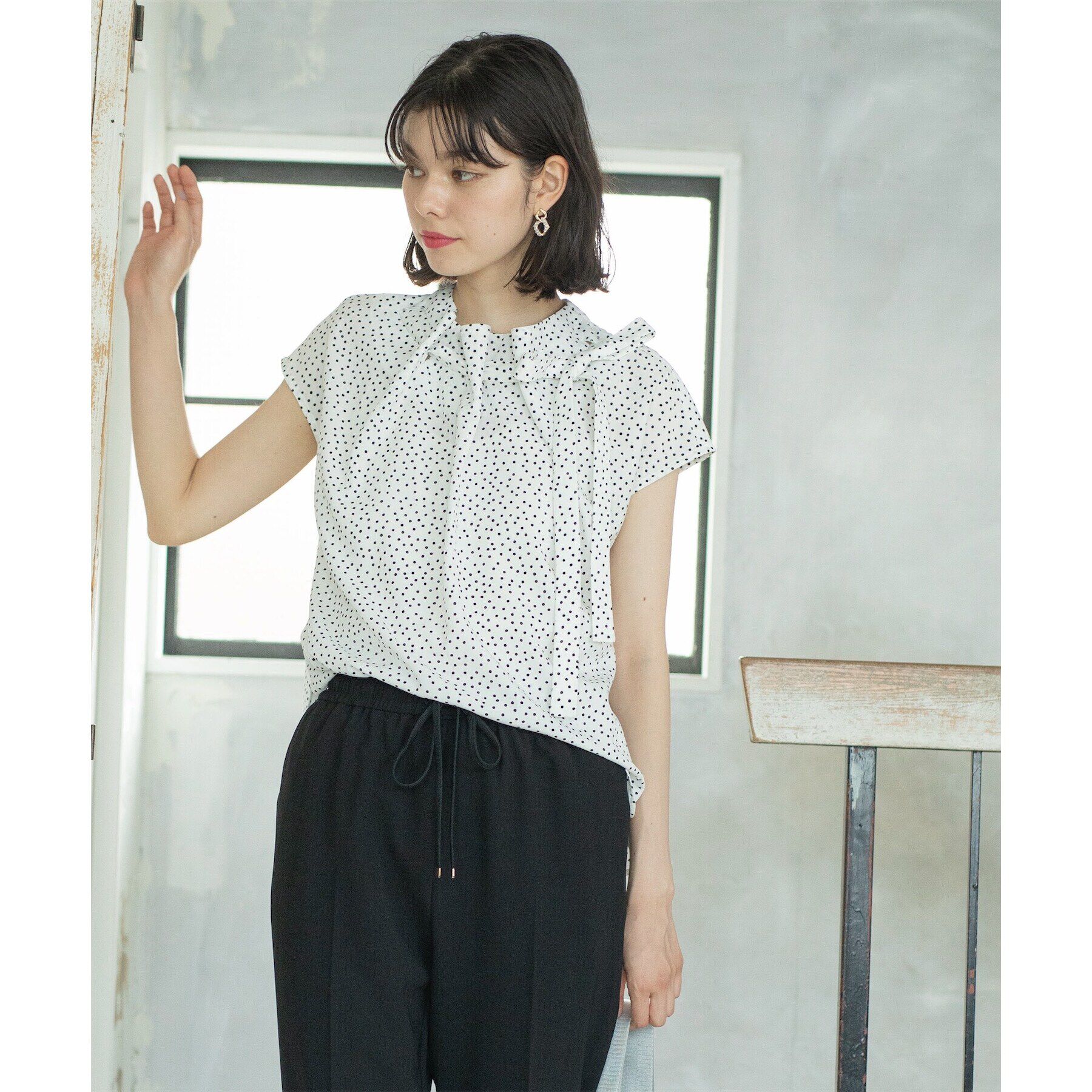 OPAQUE.CLIP「ドットボウタイブラウス【洗濯機洗い可】」|シャツ・ブラウス|