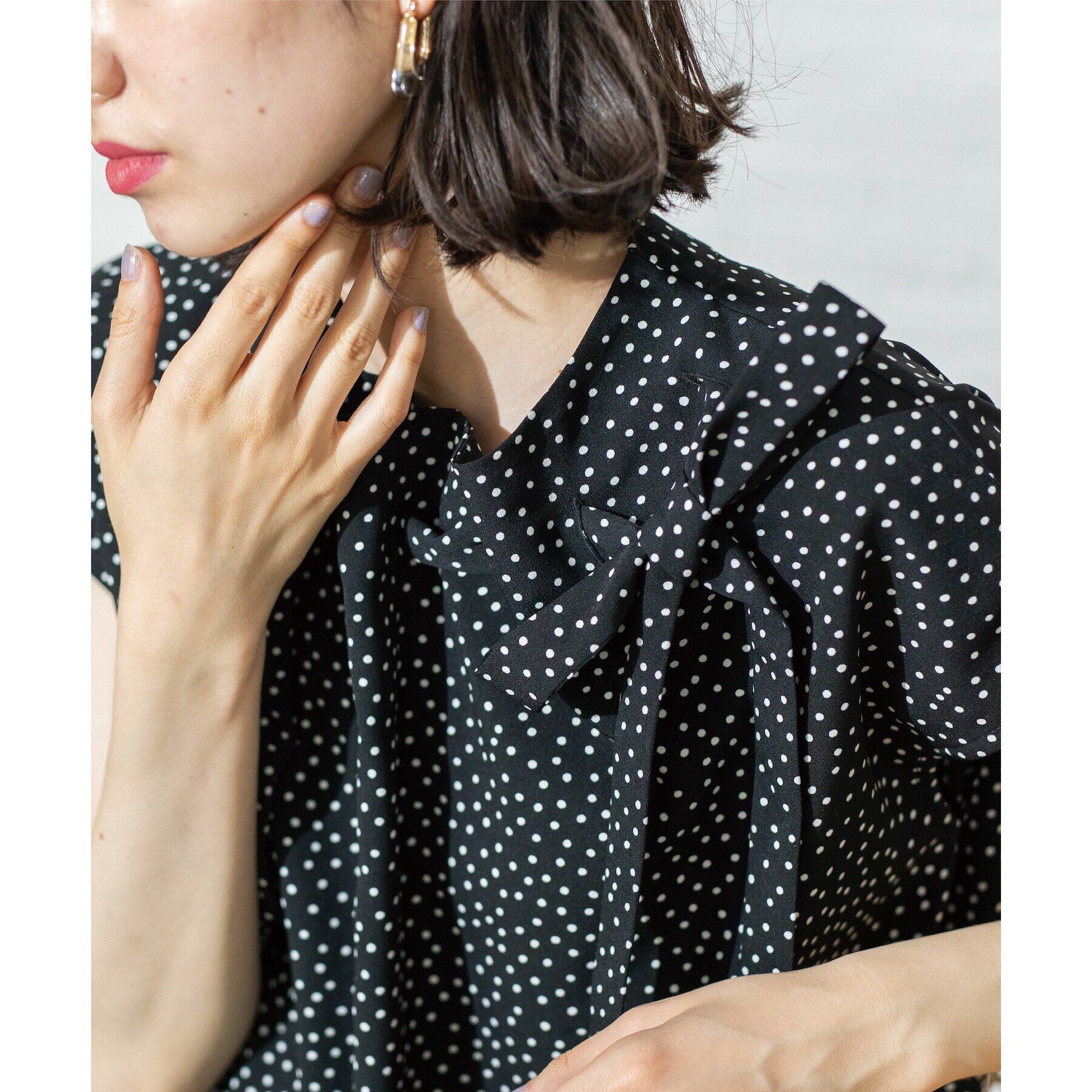 OPAQUE.CLIP「ドットボウタイブラウス【洗濯機洗い可】」|シャツ・ブラウス|