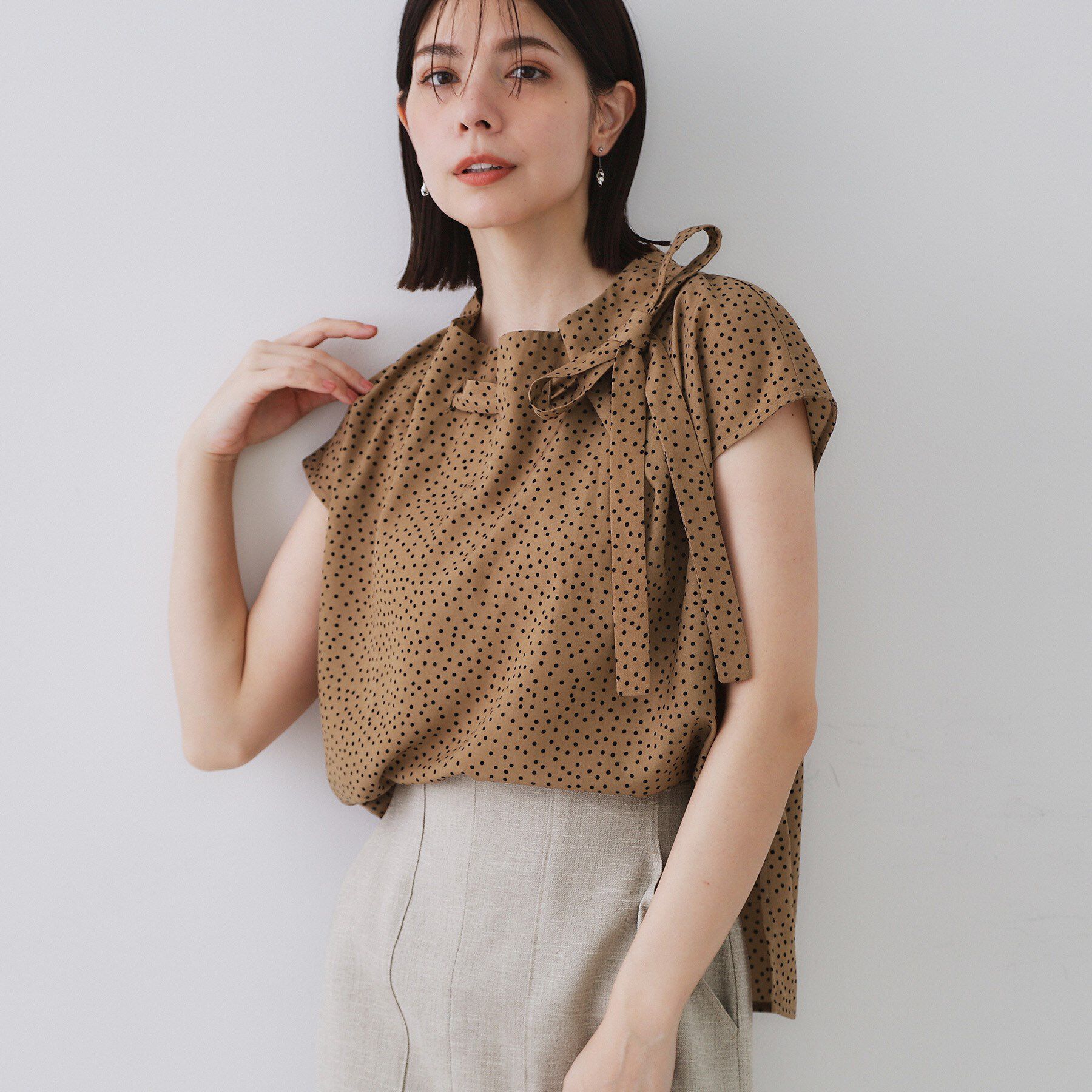 OPAQUE.CLIP「ラッピングボウタイドットブラウス【洗濯機洗い可】」|シャツ・ブラウス|