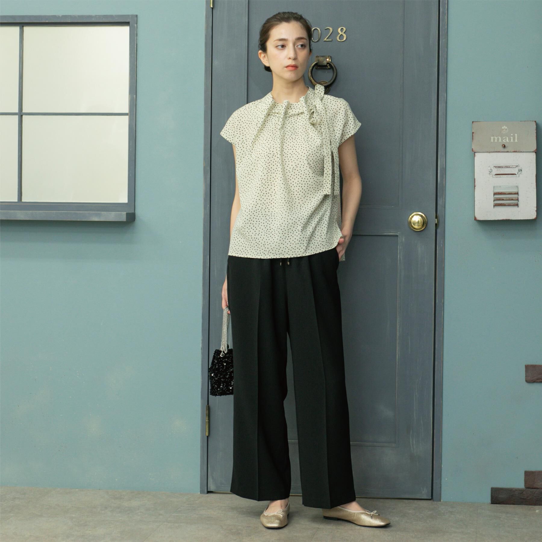 OPAQUE.CLIP「ラッピングボウタイドットブラウス【洗濯機洗い可】」|シャツ・ブラウス|