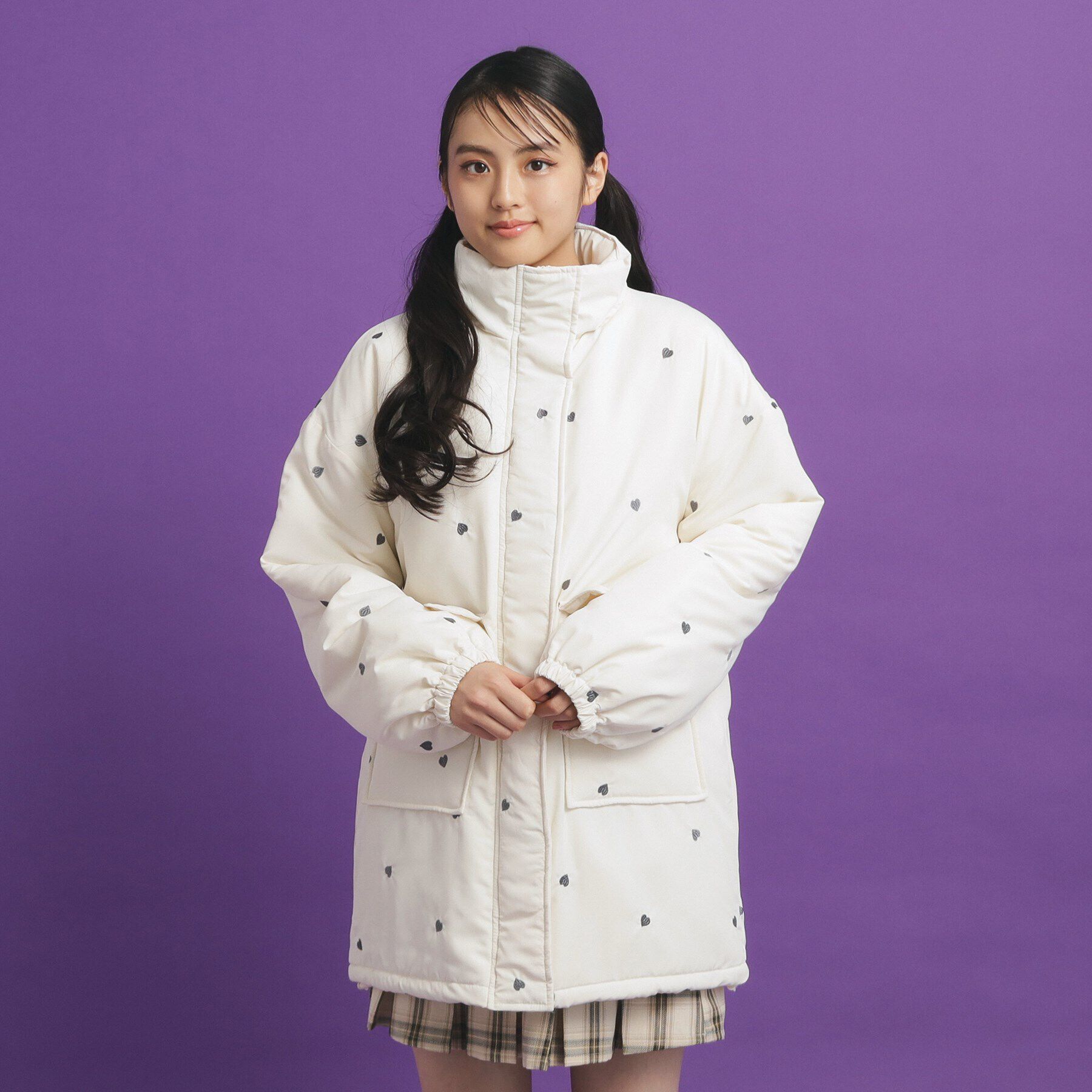 PINK-latte「ハート刺繍中綿ブルゾン」|ブルゾン・スタジャン|ｱｲﾎﾞﾘｰ(004)