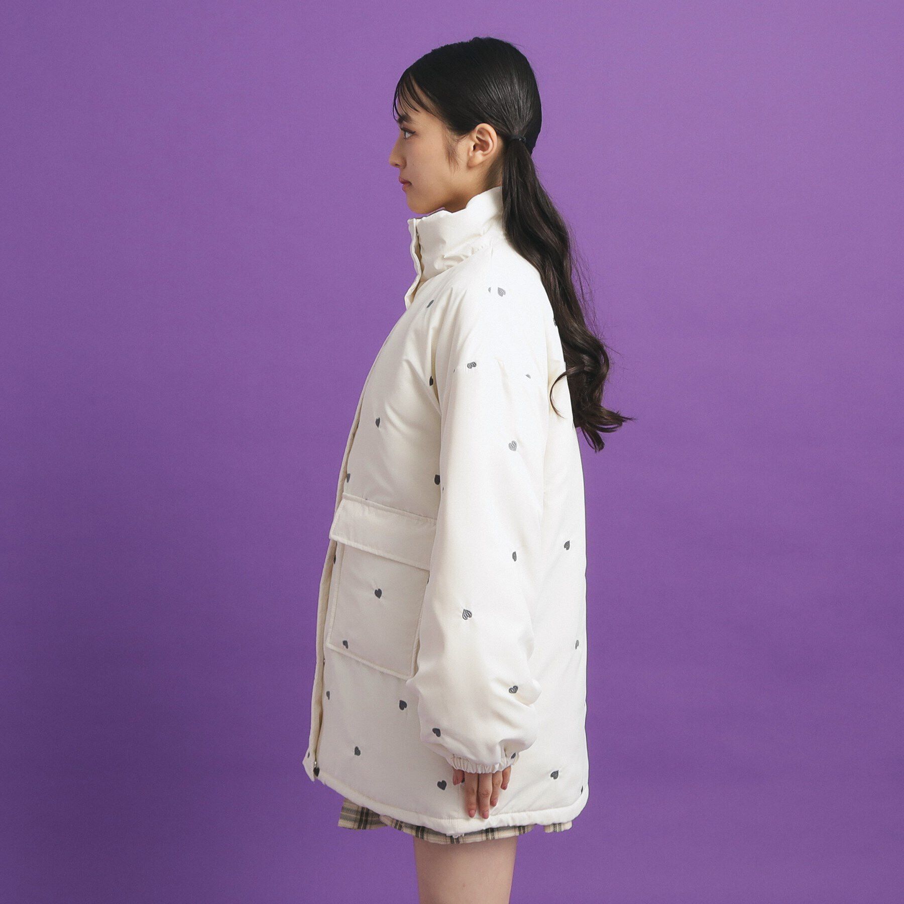 PINK-latte「ハート刺繍中綿ブルゾン」|ブルゾン・スタジャン|