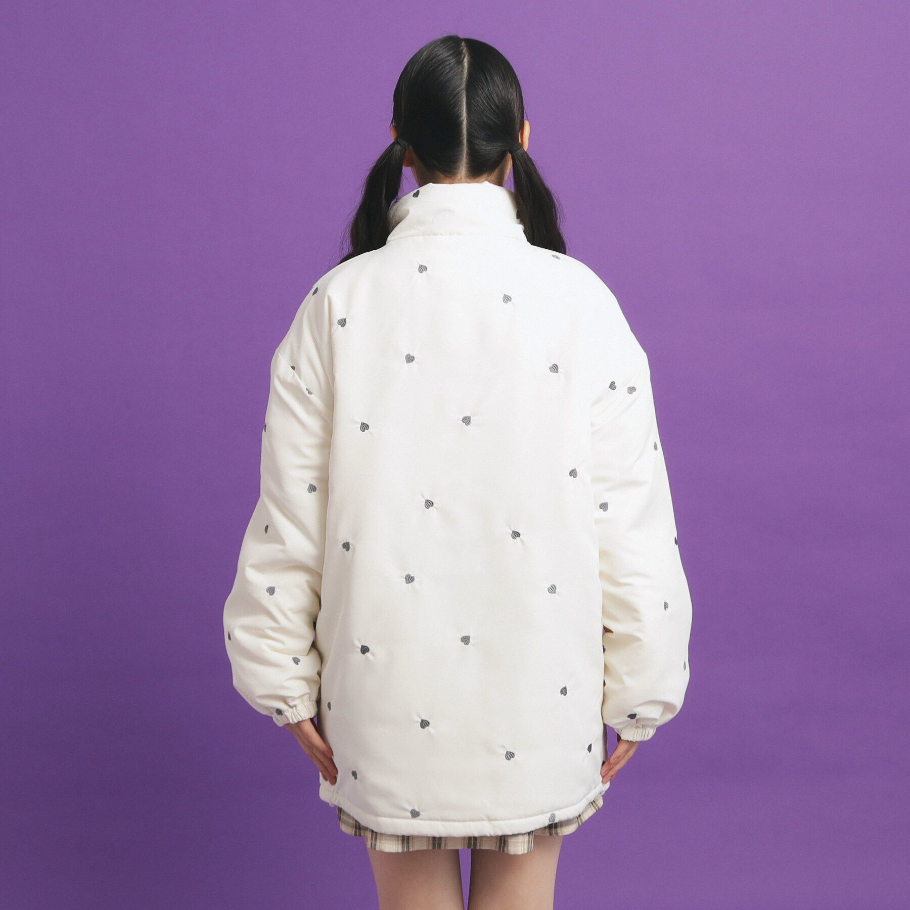 PINK-latte「ハート刺繍中綿ブルゾン」|ブルゾン・スタジャン|