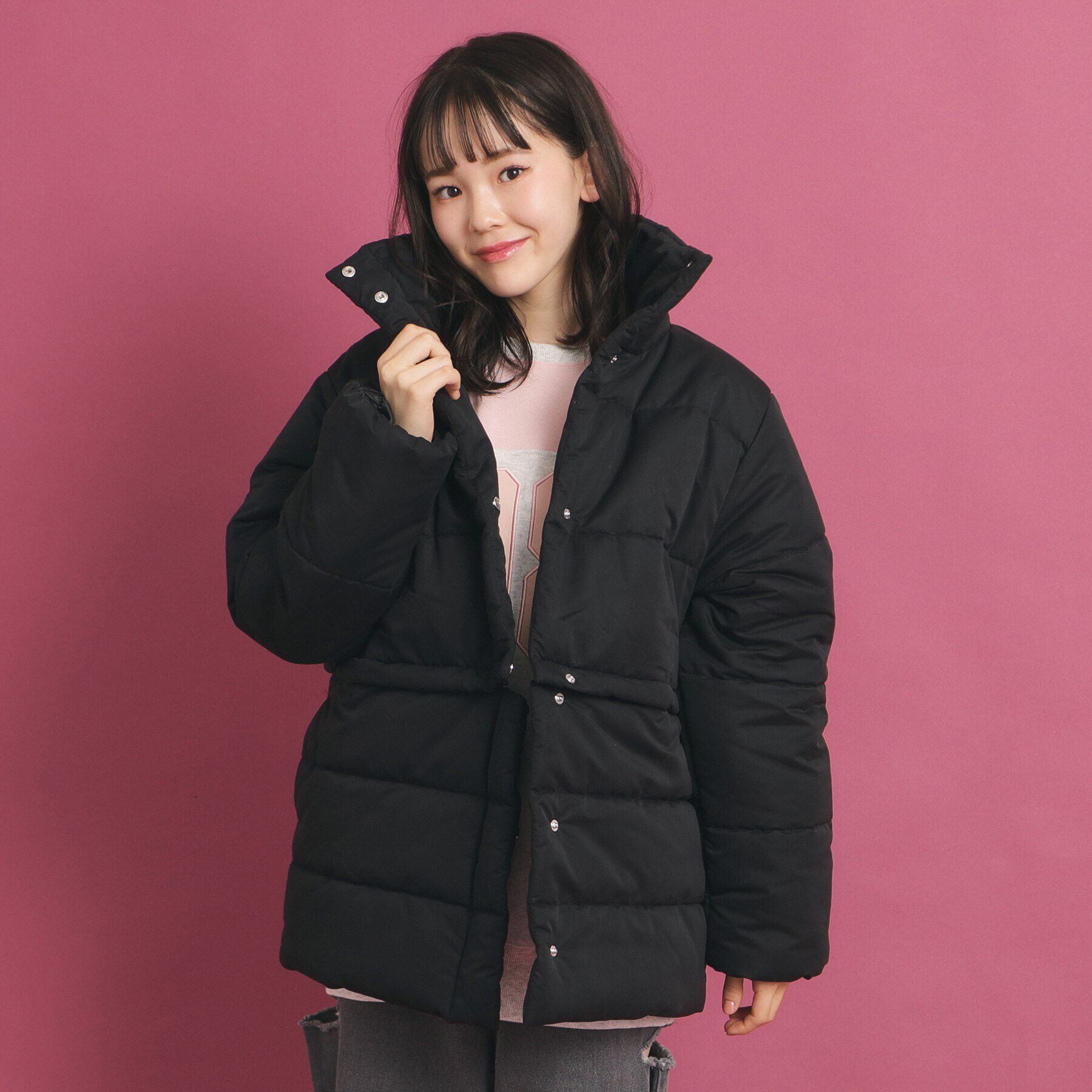 PINK-latte「【2WAY】 中綿マルチショートコート」|その他|ﾌﾞﾗｯｸ(019)