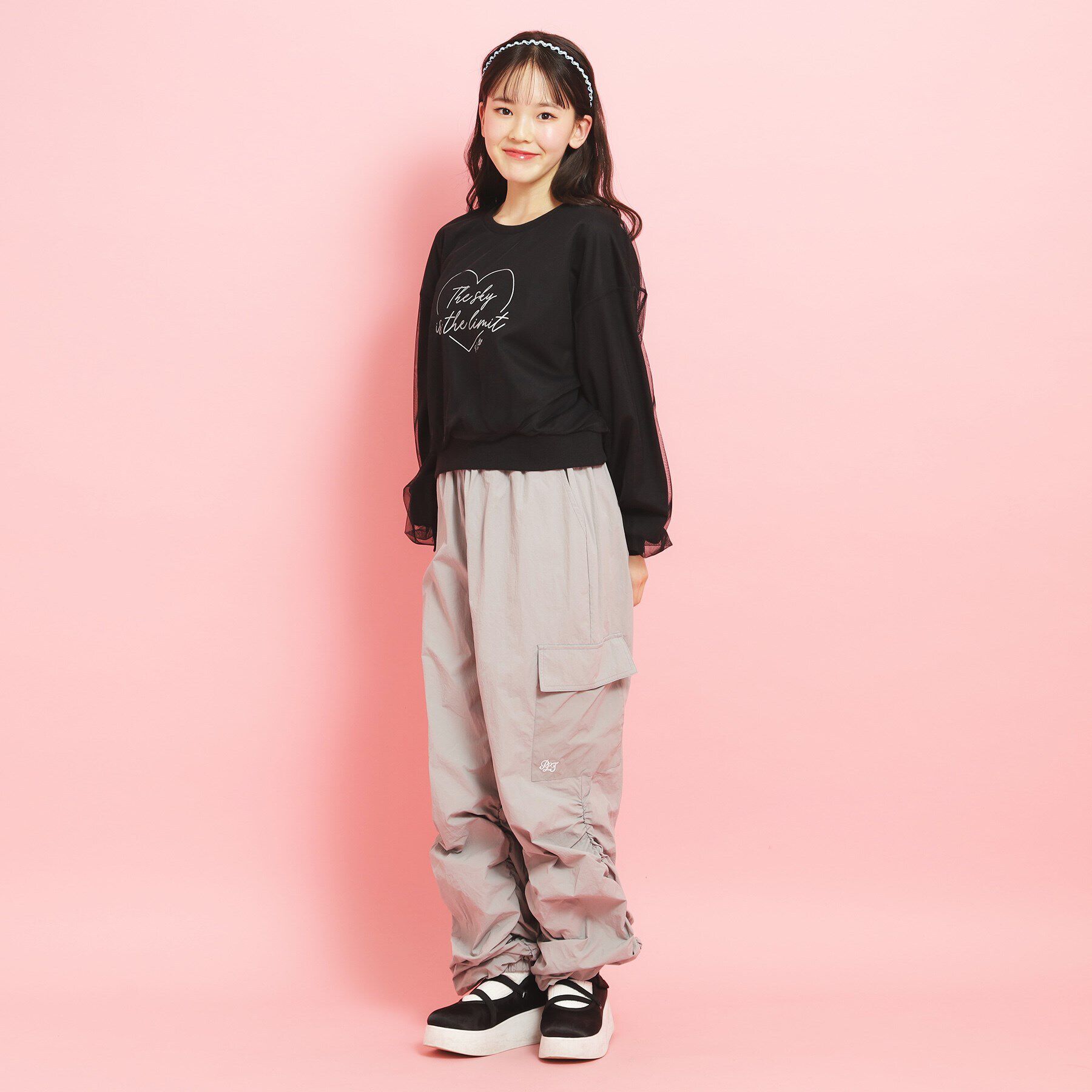 PINK-latte「ミニ裏毛 チュールスウェット」|その他|