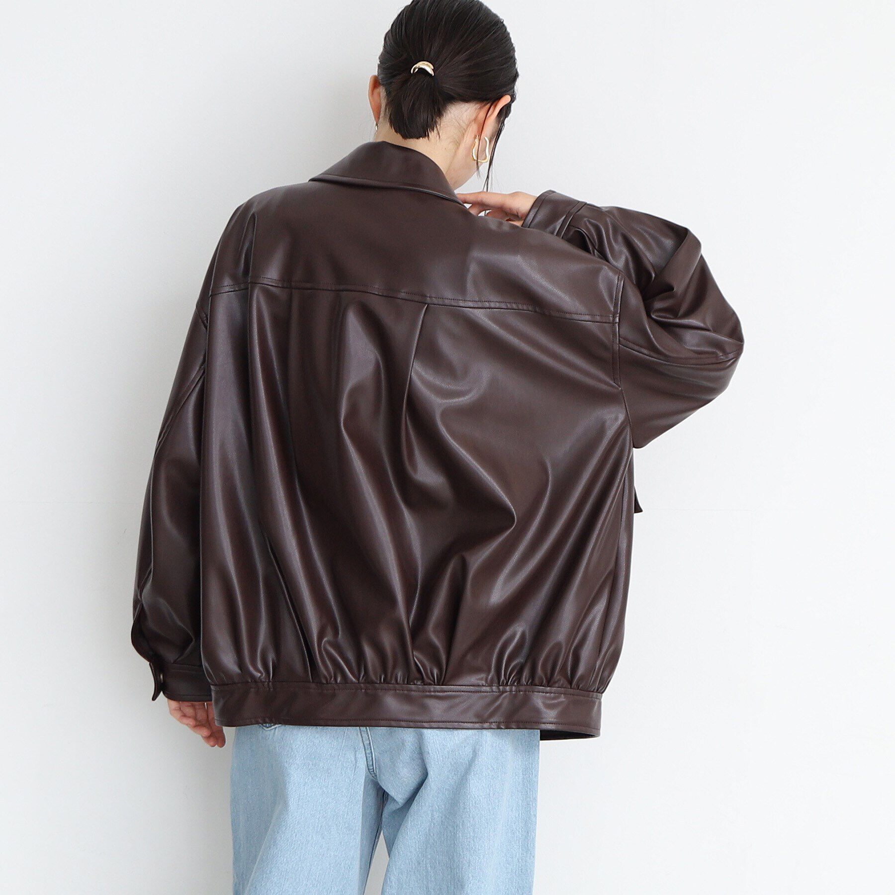 THE SHOP TK「【環境にやさしい】合皮BIGブルゾン」|ブルゾン・スタジャン|