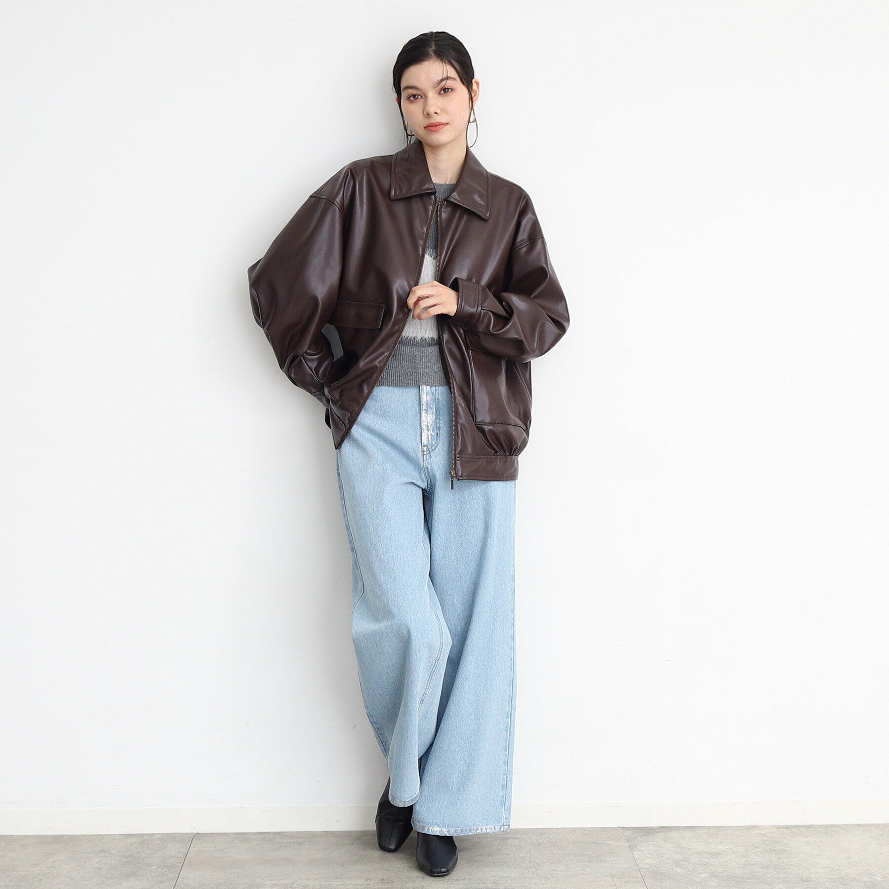 THE SHOP TK「【環境にやさしい】合皮BIGブルゾン」|ブルゾン・スタジャン|