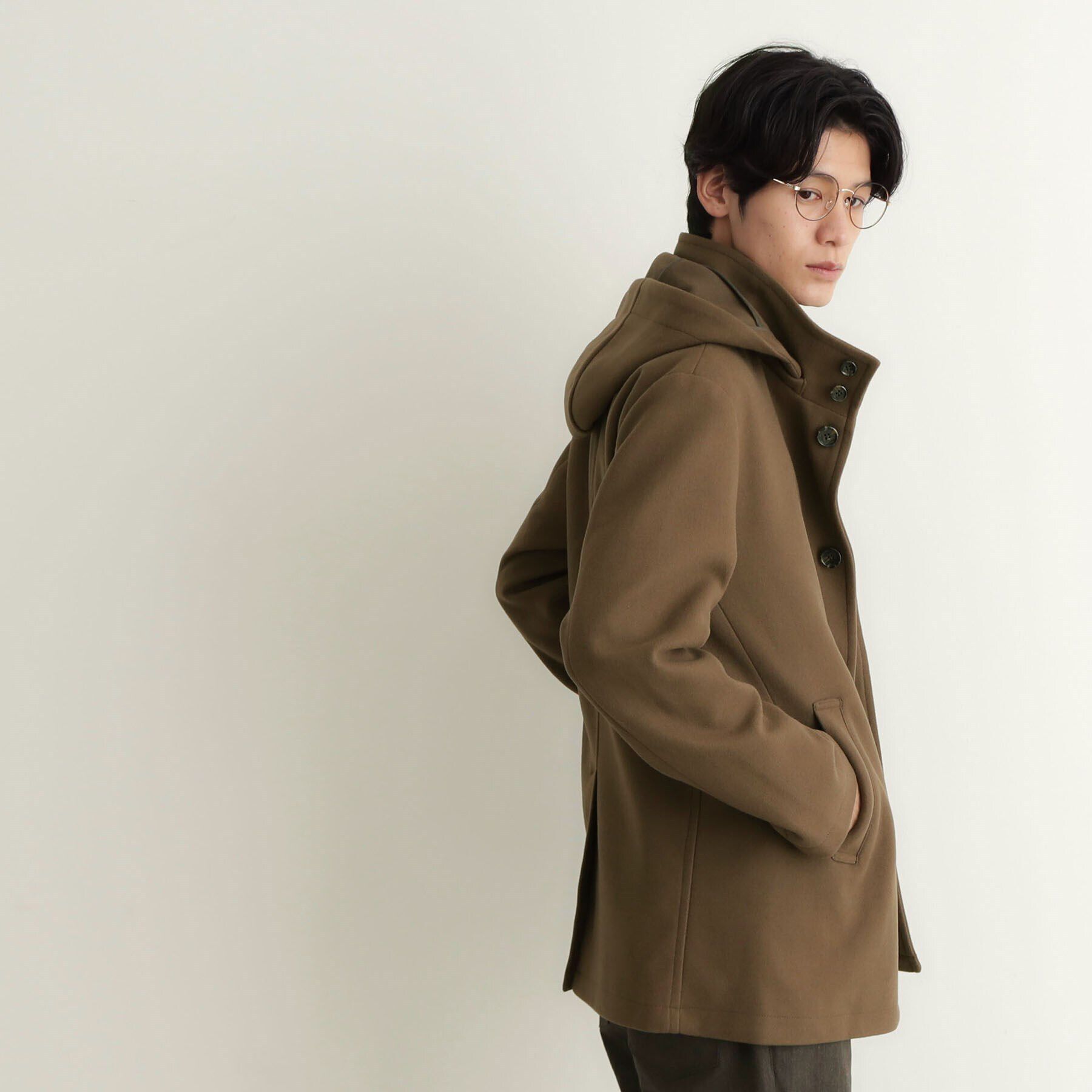 THE SHOP TK「ウールライクメルトン2WAYコート ビジネス対応/フード取外し可」|ブルゾン・スタジャン|