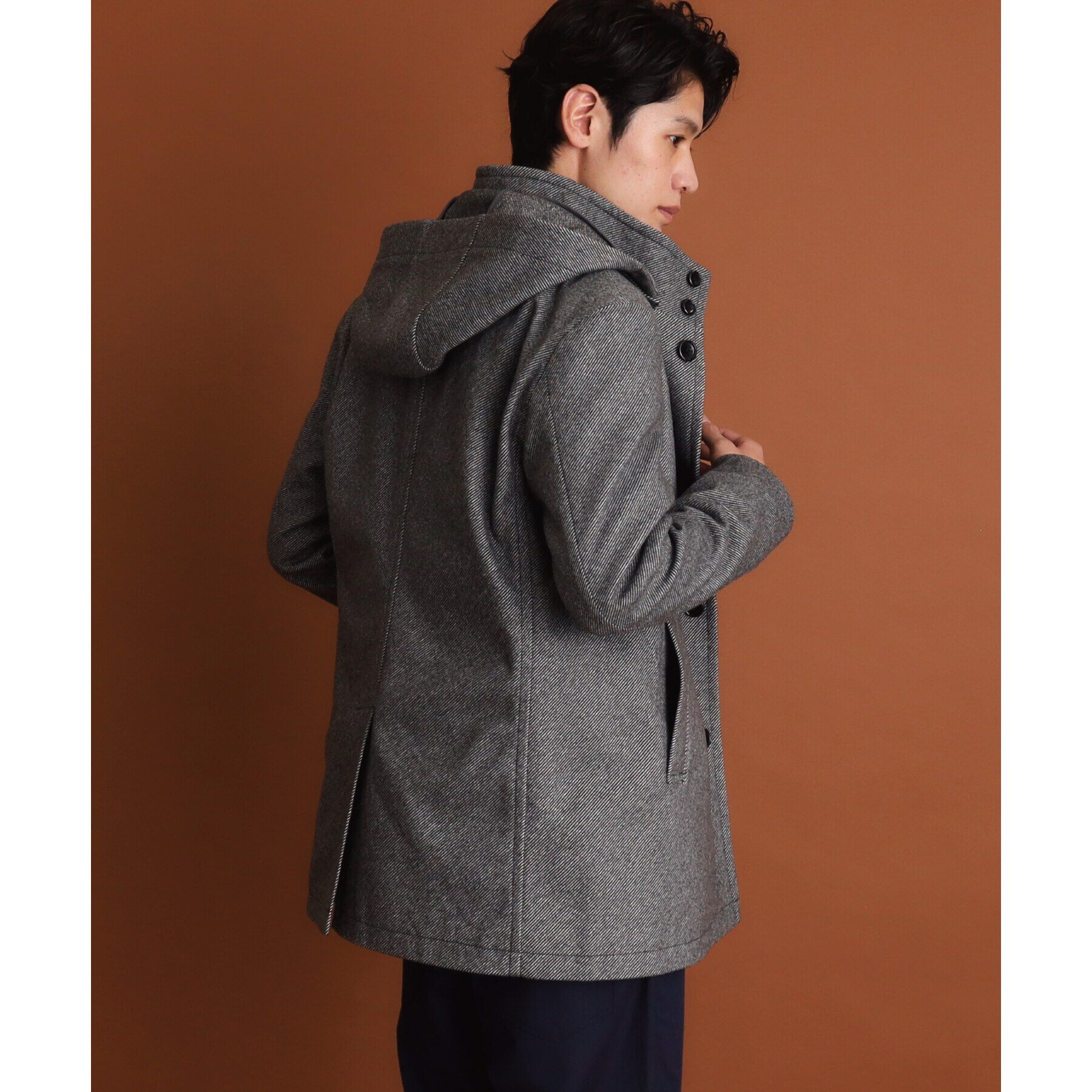 THE SHOP TK「ウールライクメルトン2WAYコート ビジネス対応/フード取外し可」|ブルゾン・スタジャン|