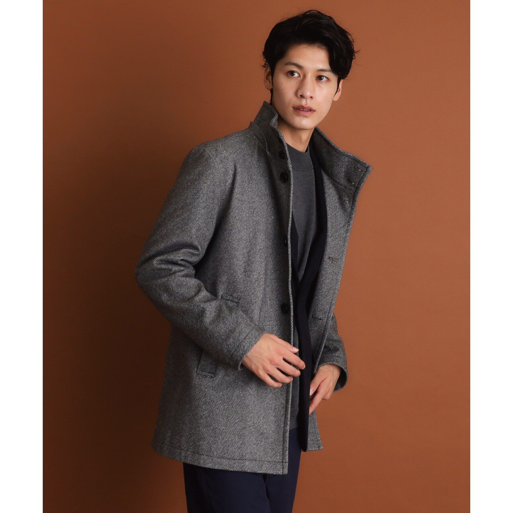 THE SHOP TK「ウールライクメルトン2WAYコート ビジネス対応/フード取外し可」|ブルゾン・スタジャン|