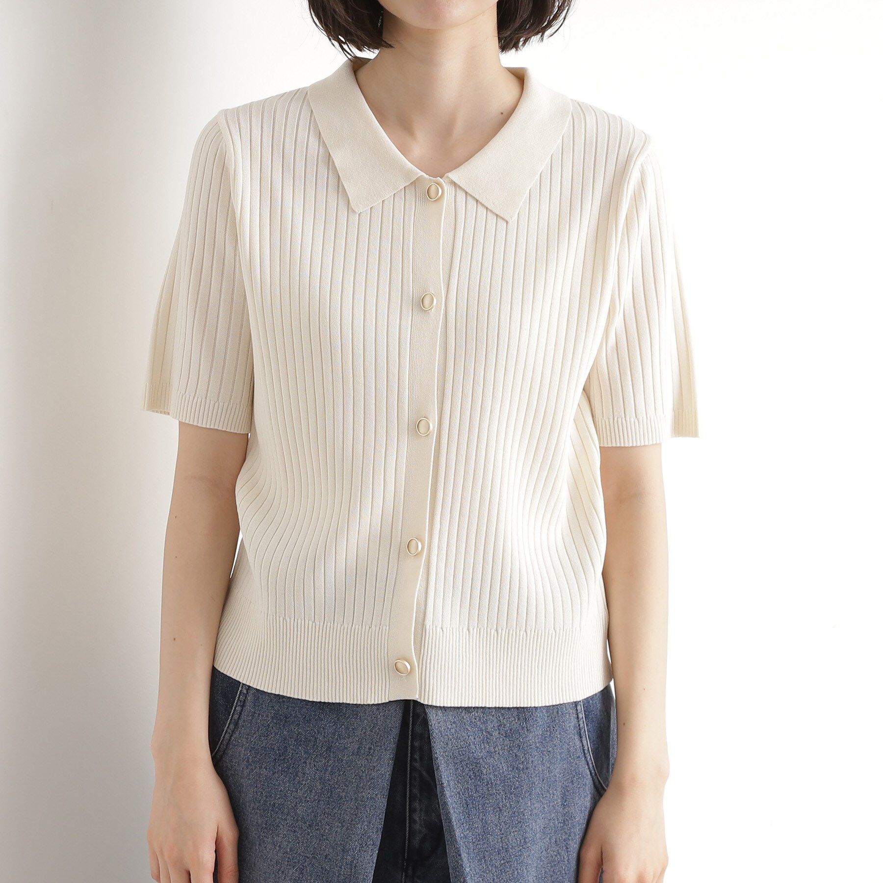 THE SHOP TK「リブニットポロシャツ【洗濯機OK】」|ニット・セーター|