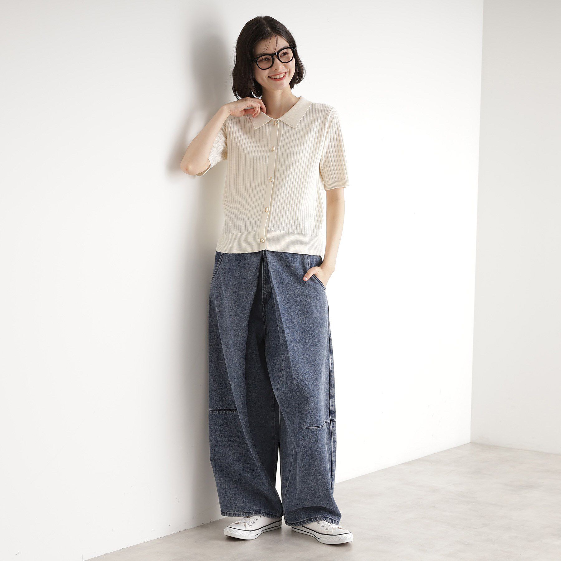 THE SHOP TK「リブニットポロシャツ【洗濯機OK】」|ニット・セーター|