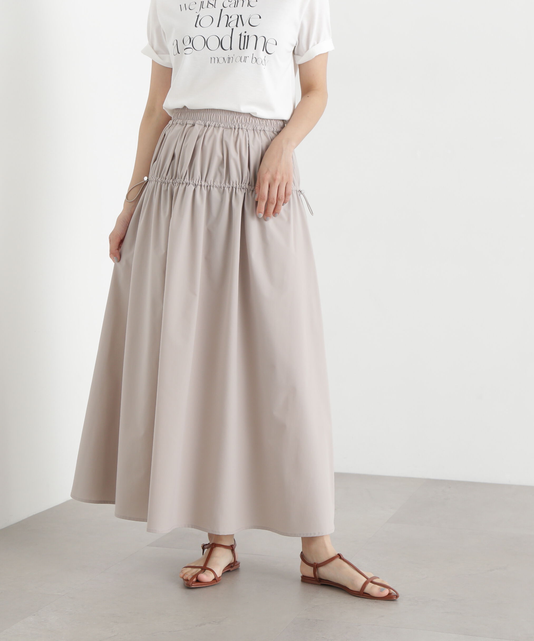  「ドロスト切替スカート」|スカート|ベージュ