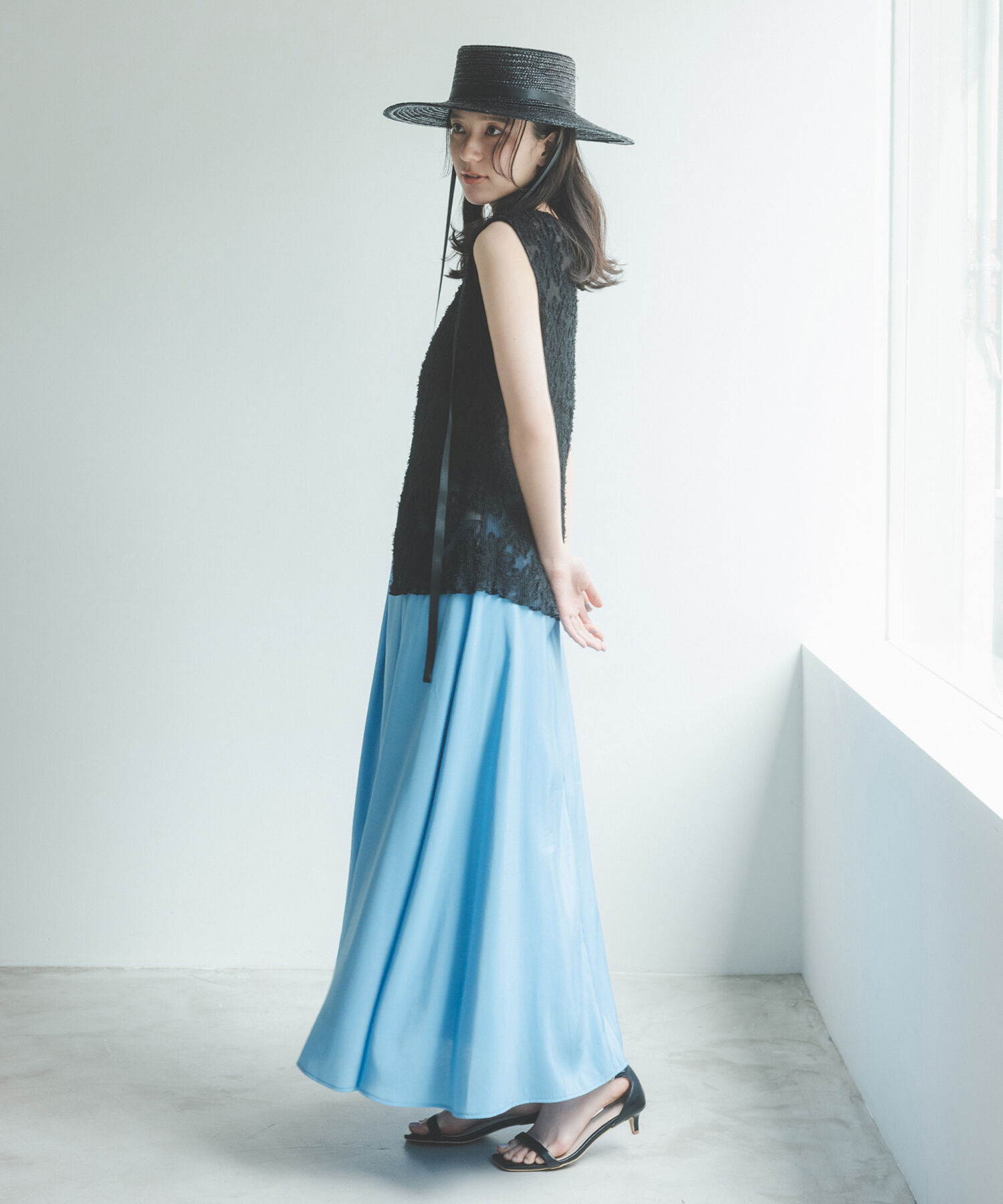  「シアータックフレアスカート」|スカート|ブルー