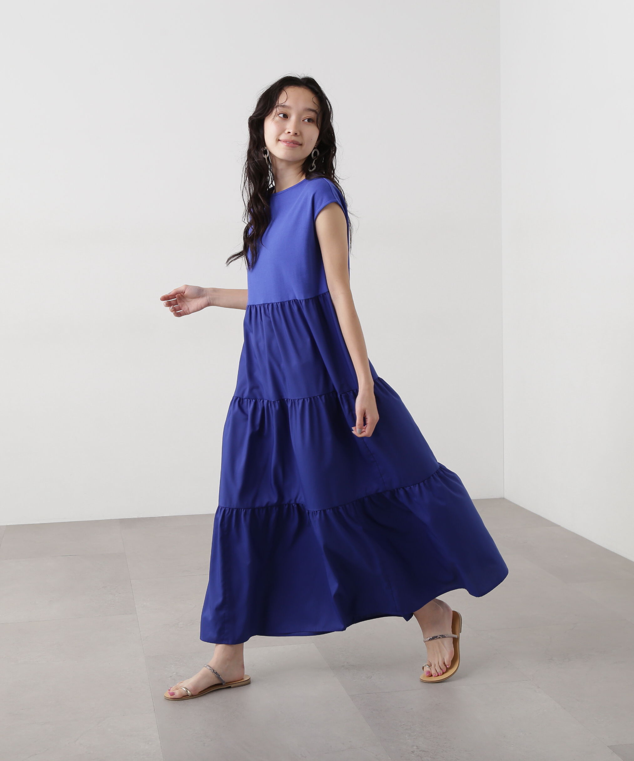  「ドッキングティアードワンピース」|ワンピース|ブルー