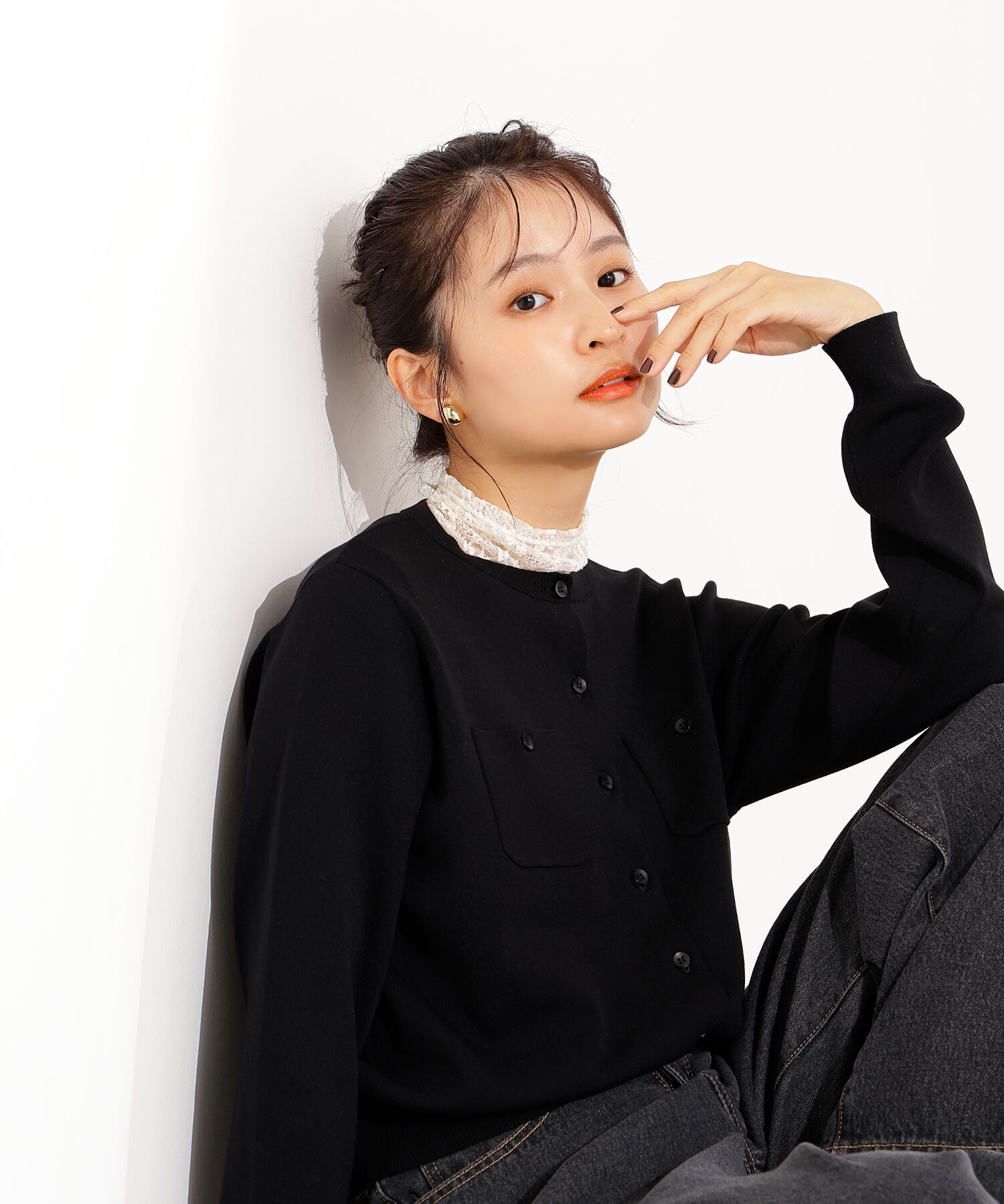  「ベーシックポケットカーディガン」|ニット・セーター|ブラック