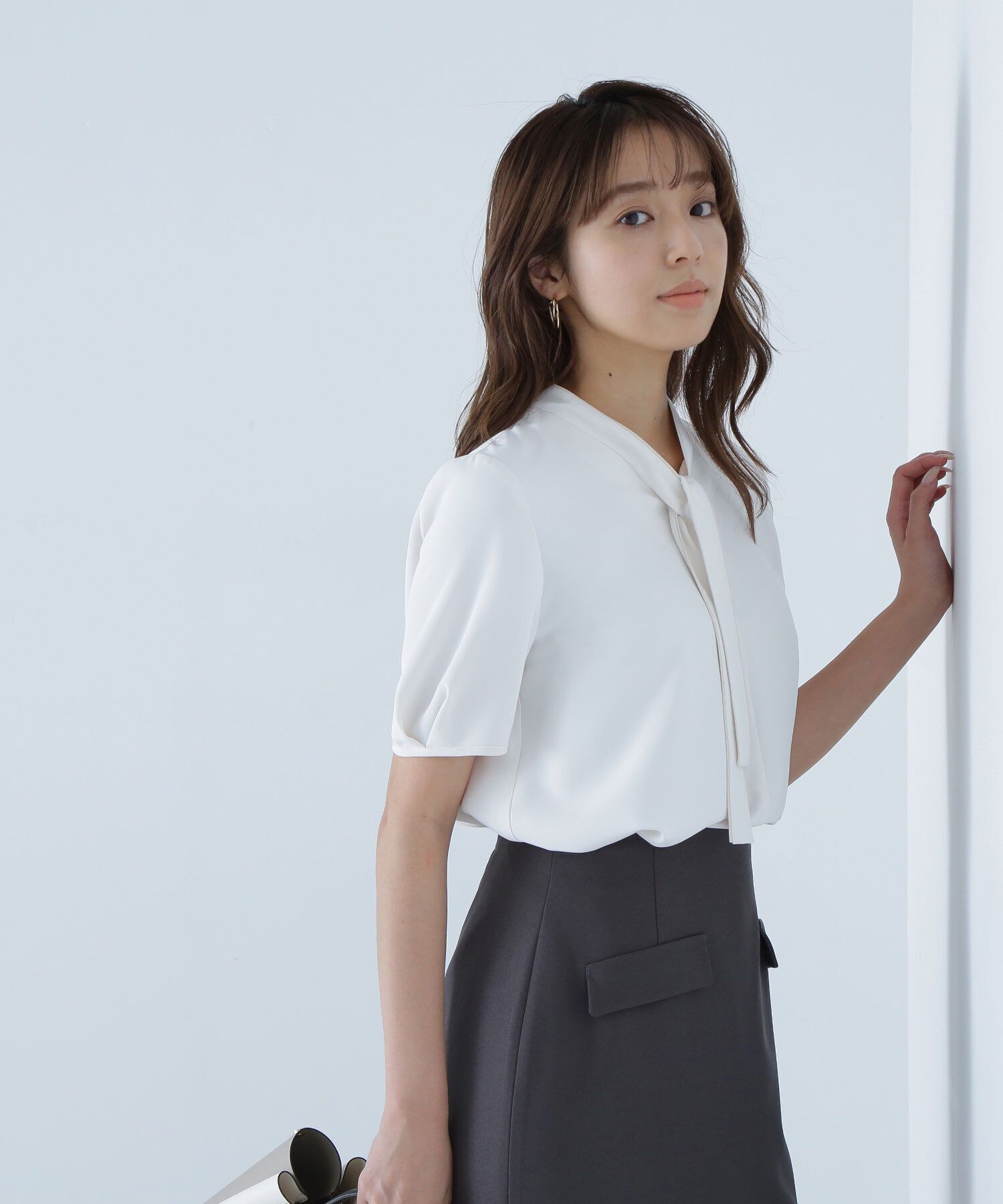  「バイカラーナローボウタイブラウス」|シャツ・ブラウス|