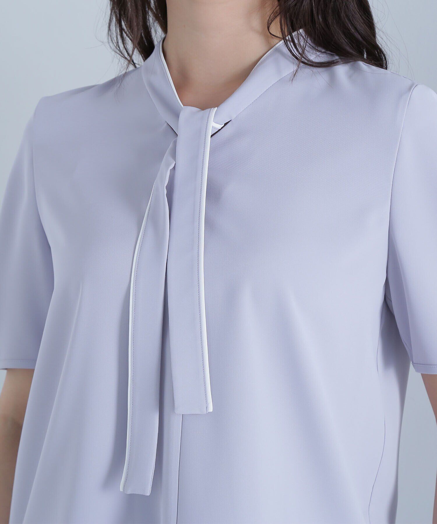  「バイカラーナローボウタイブラウス」|シャツ・ブラウス|